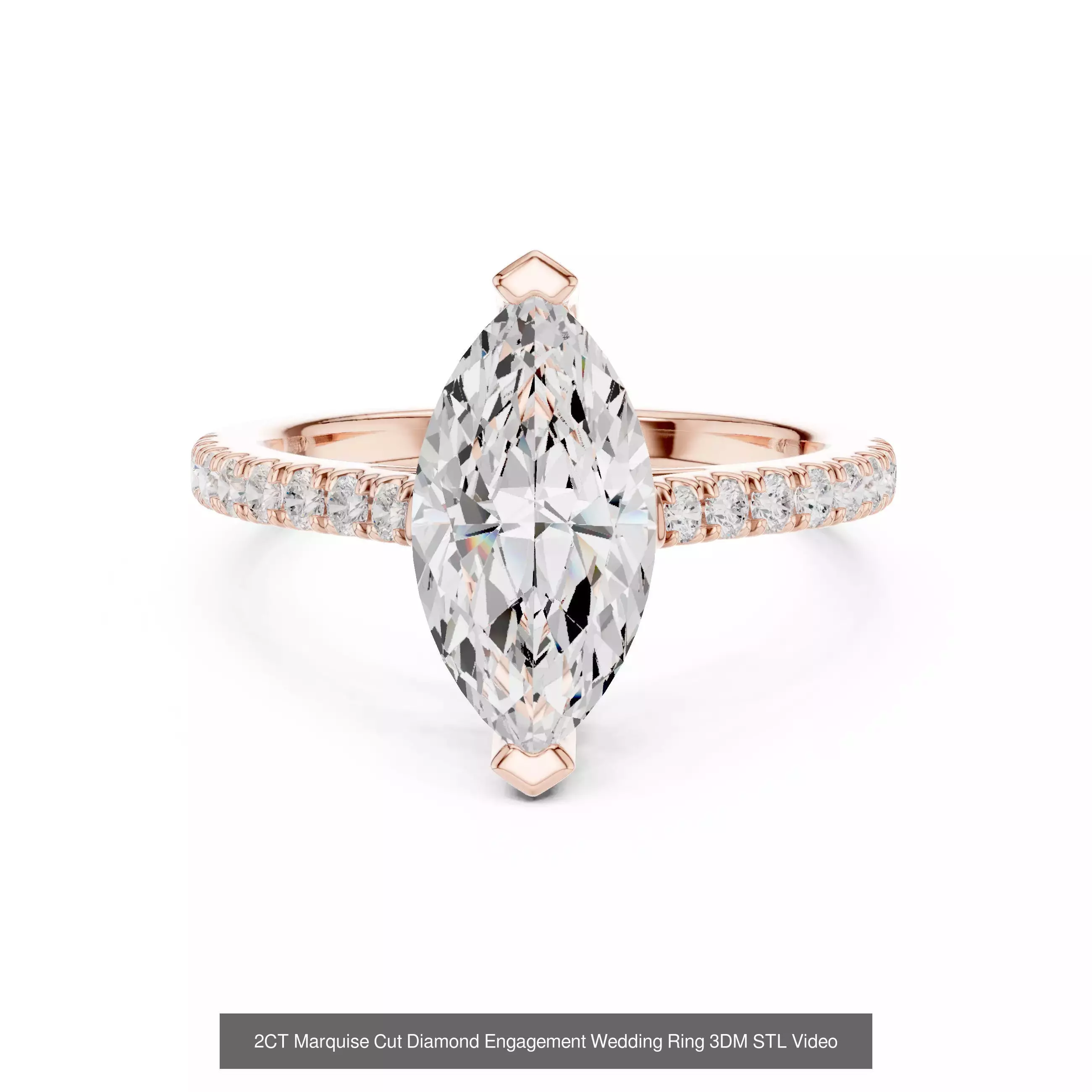 167 Marquise Diamond Rings 3DM STL OBJ FBX 3 Color Video 3D Model Collection_165