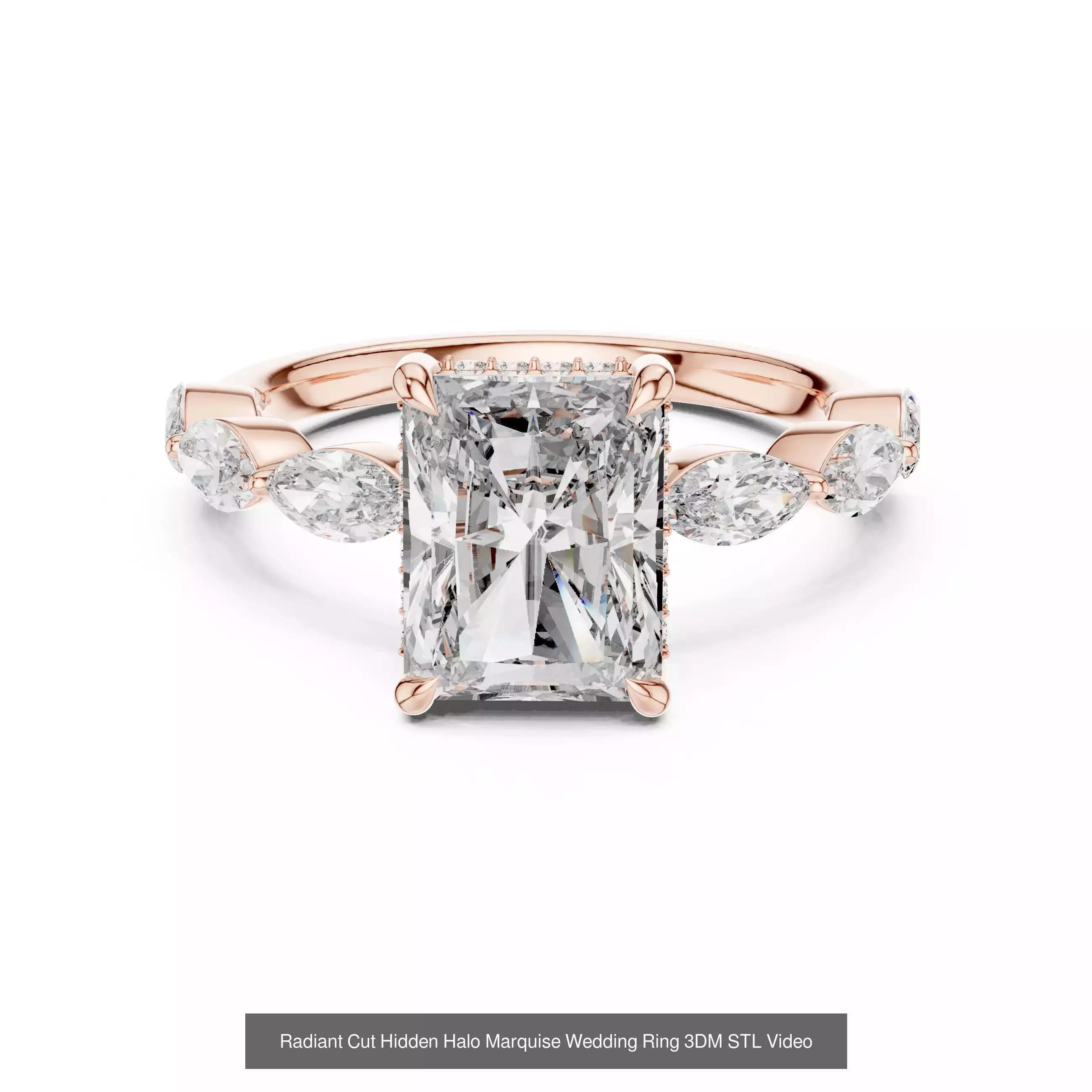 167 Marquise Diamond Rings 3DM STL OBJ FBX 3 Color Video 3D Model Collection_90