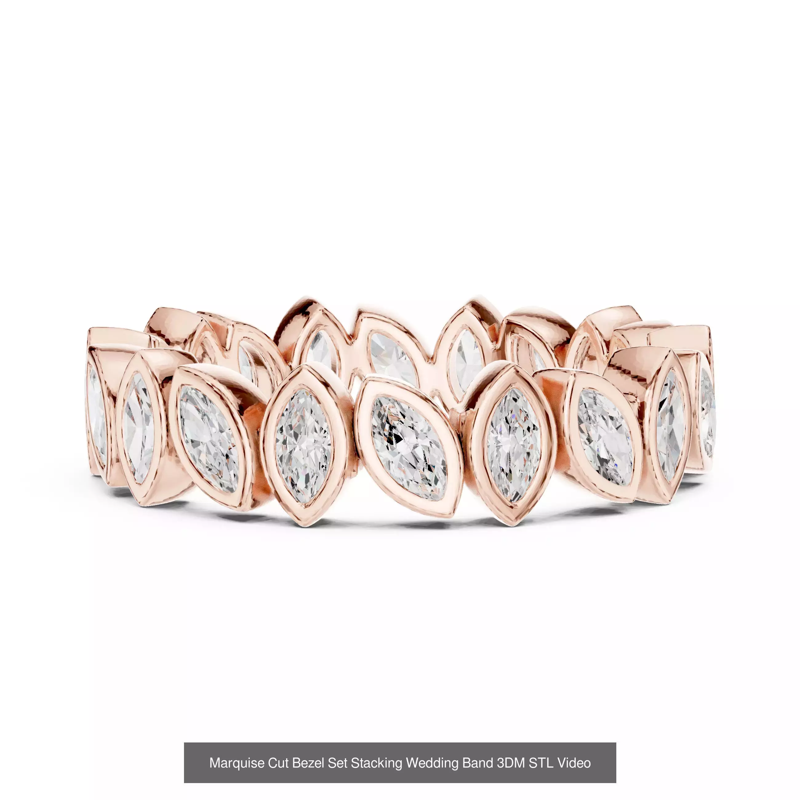 167 Marquise Diamond Rings 3DM STL OBJ FBX 3 Color Video 3D Model Collection_106