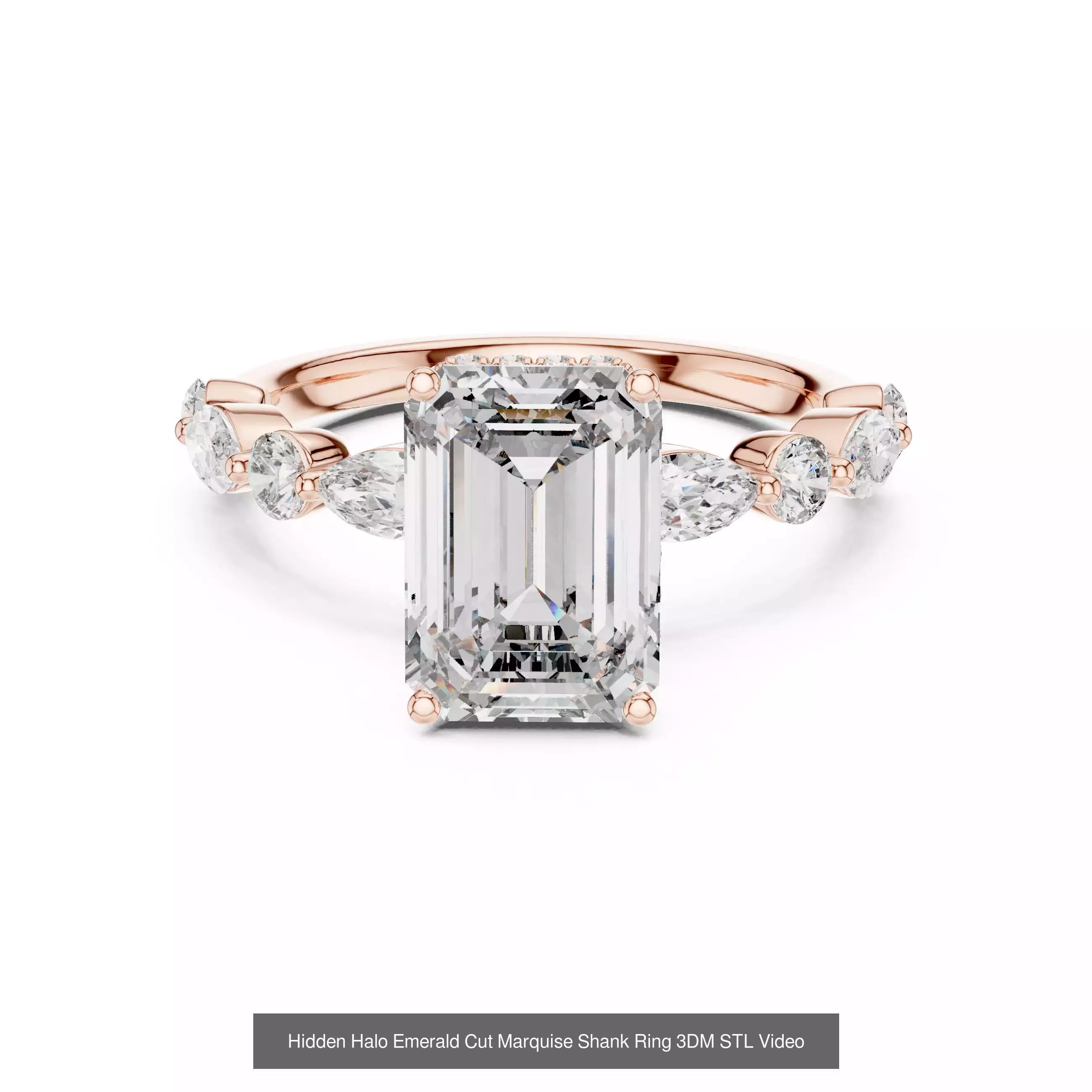 167 Marquise Diamond Rings 3DM STL OBJ FBX 3 Color Video 3D Model Collection_93