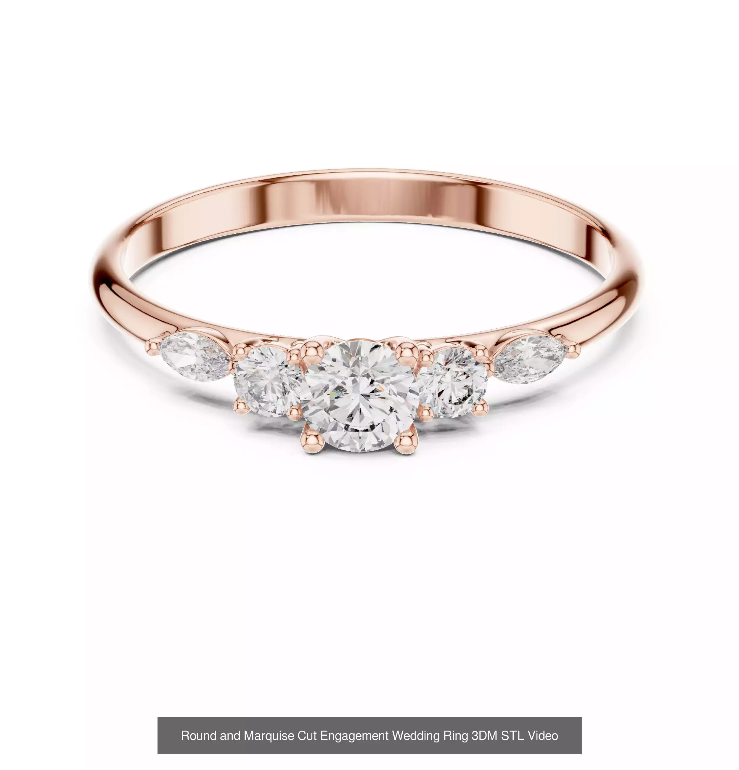 167 Marquise Diamond Rings 3DM STL OBJ FBX 3 Color Video 3D Model Collection_65