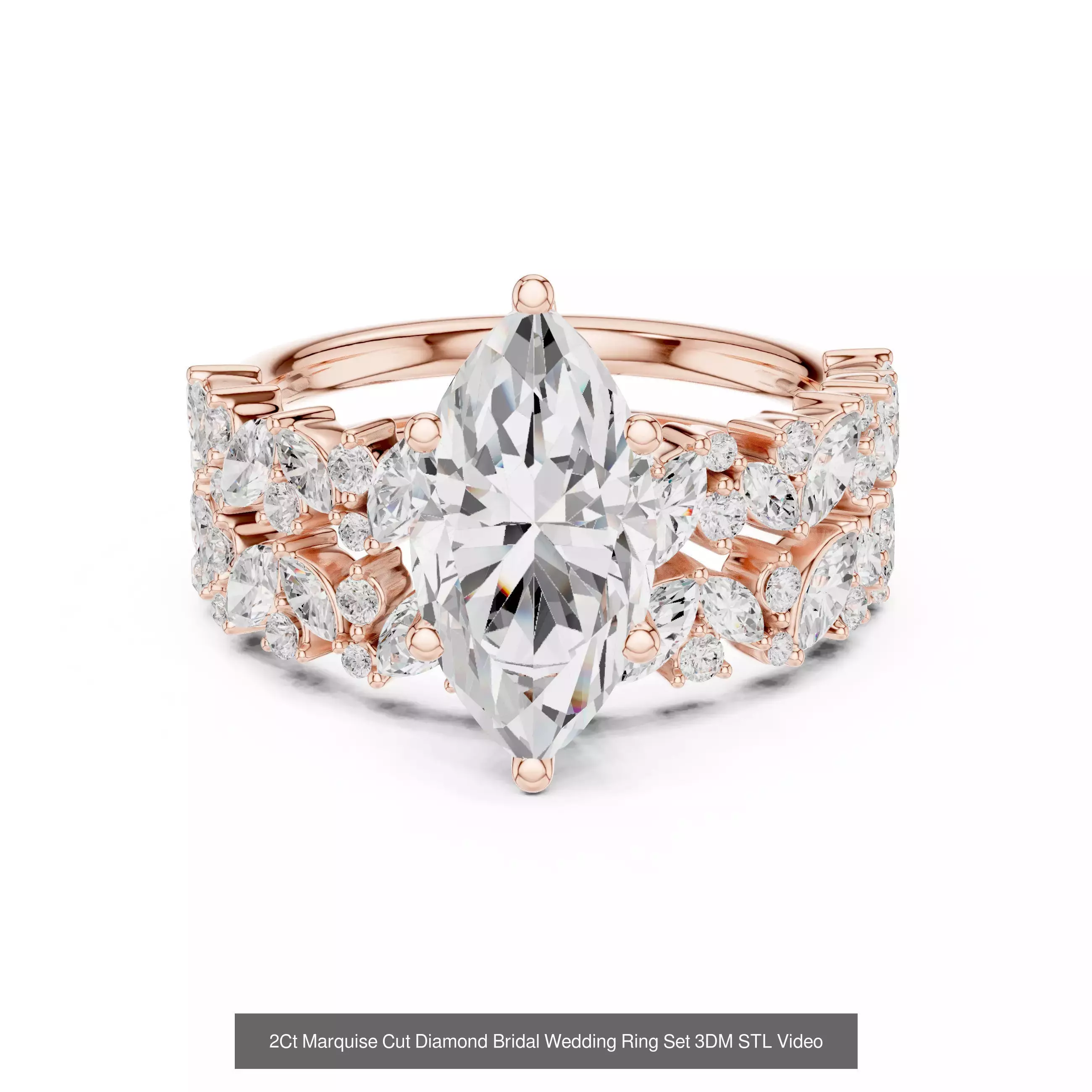 167 Marquise Diamond Rings 3DM STL OBJ FBX 3 Color Video 3D Model Collection_144