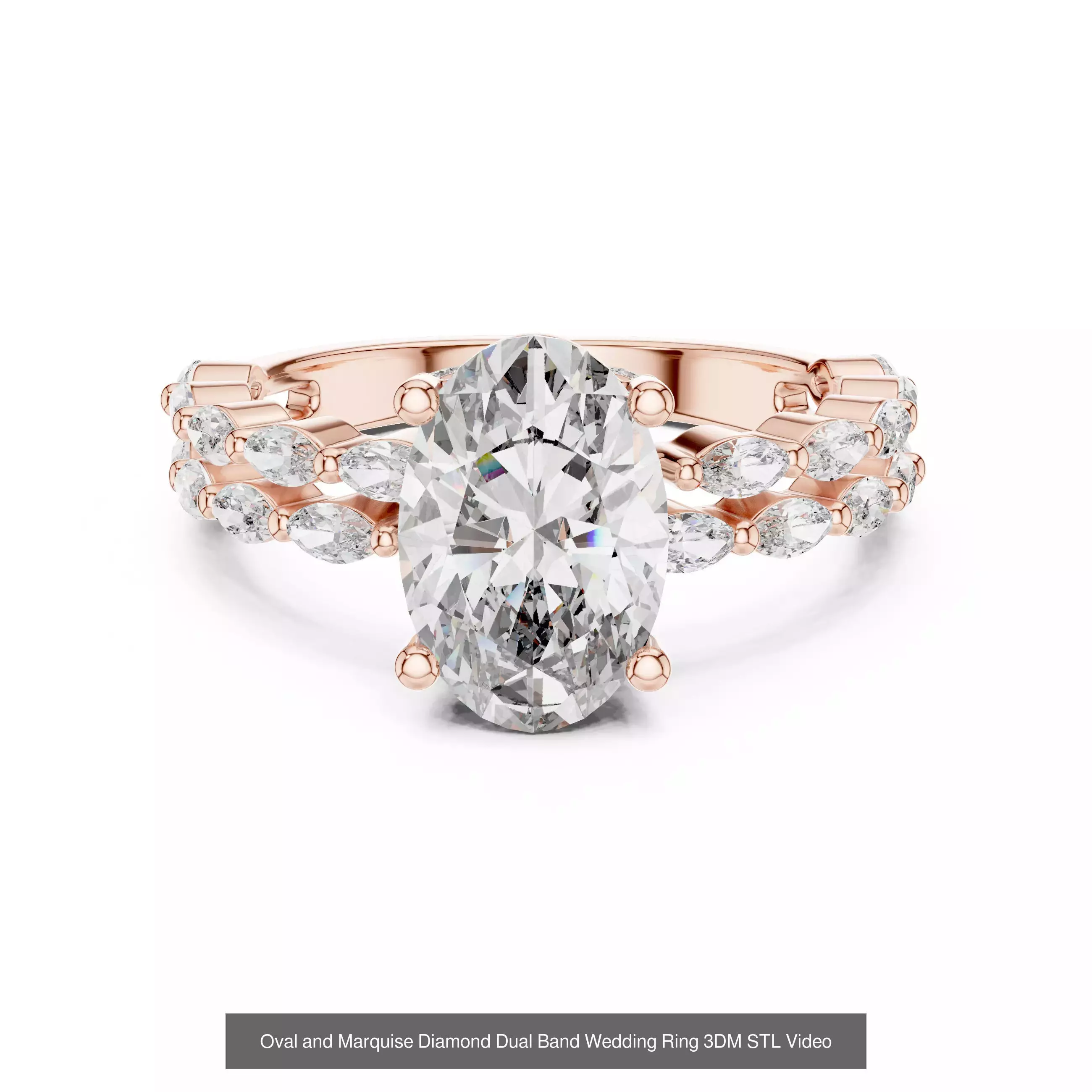 167 Marquise Diamond Rings 3DM STL OBJ FBX 3 Color Video 3D Model Collection_177