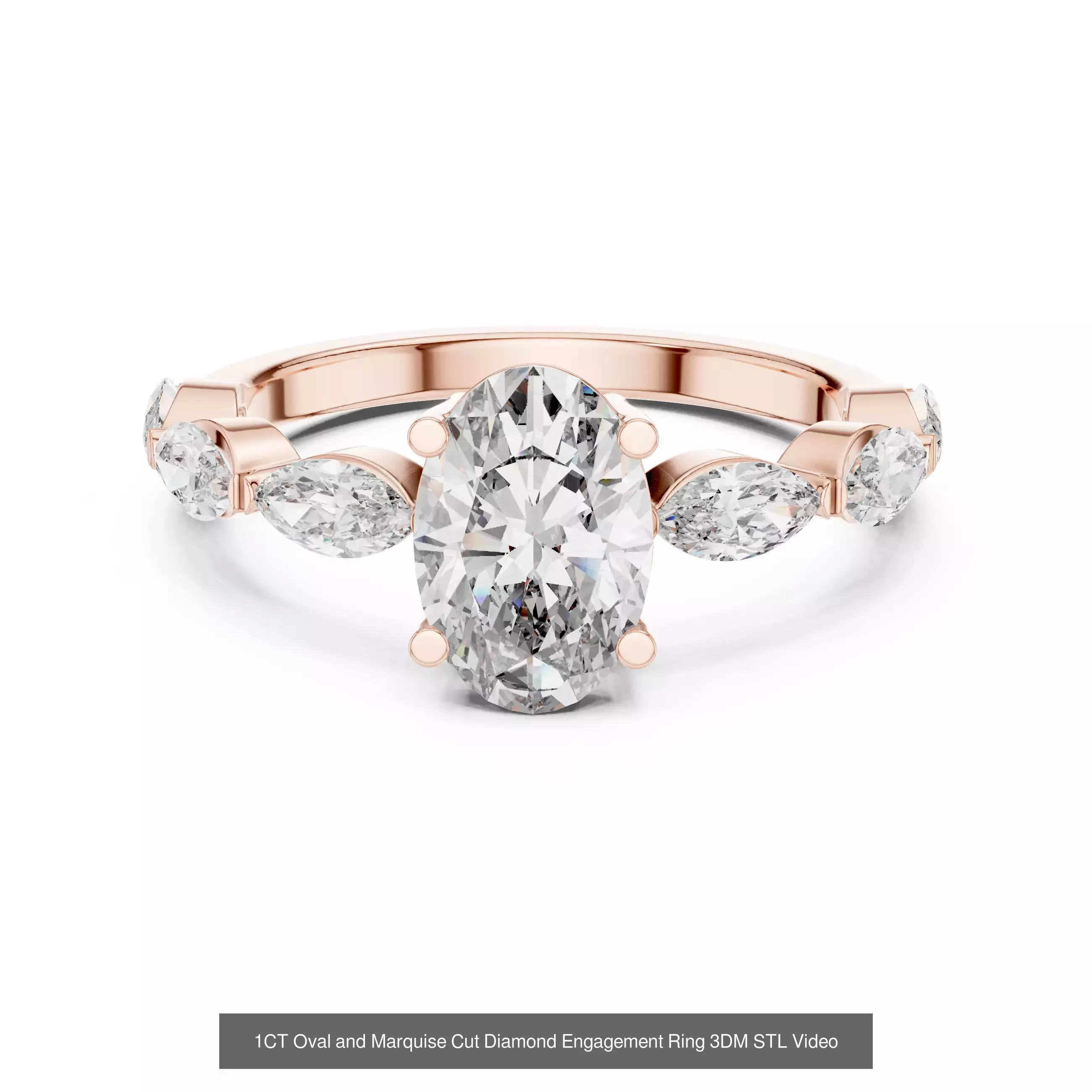 167 Marquise Diamond Rings 3DM STL OBJ FBX 3 Color Video 3D Model Collection_110