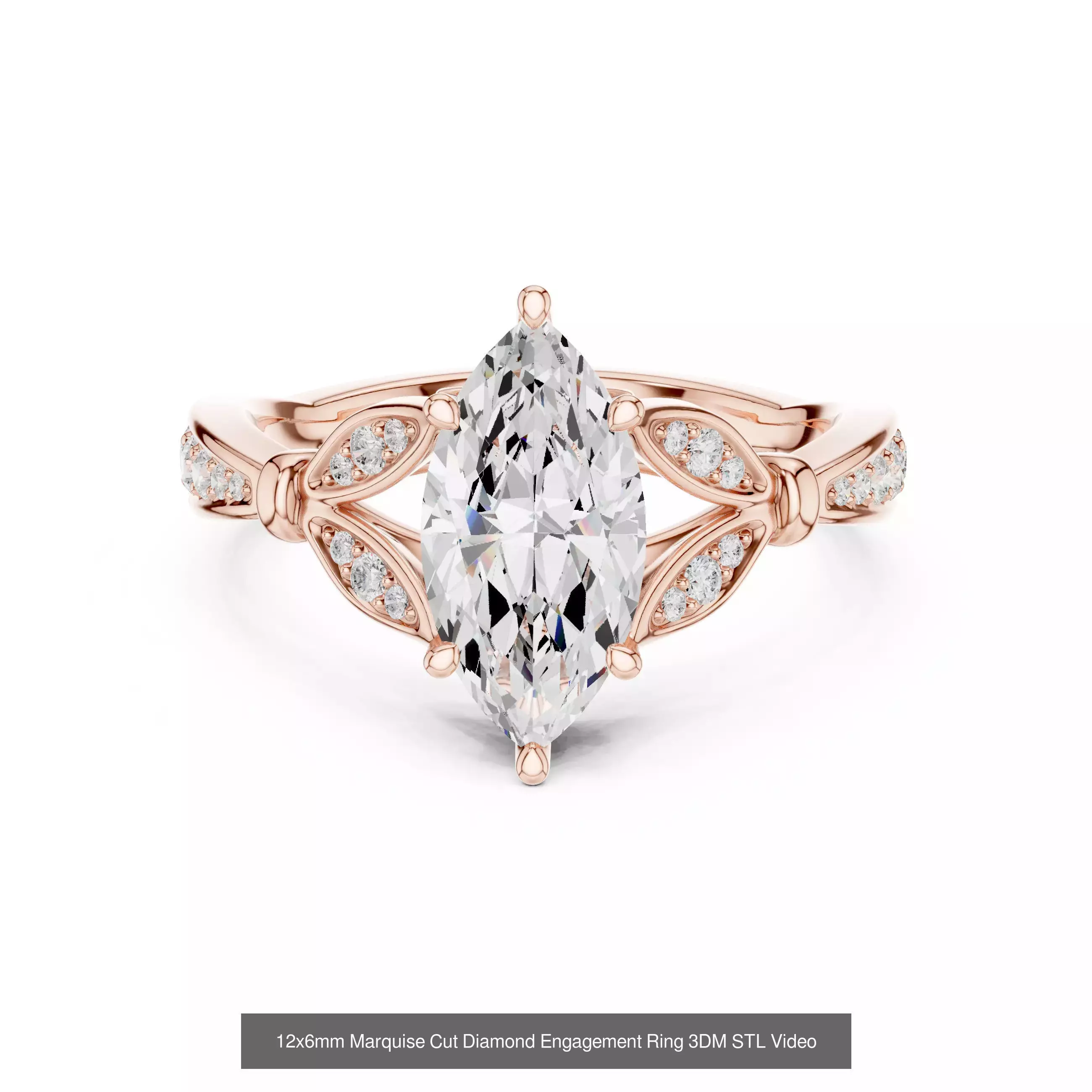 167 Marquise Diamond Rings 3DM STL OBJ FBX 3 Color Video 3D Model Collection_131