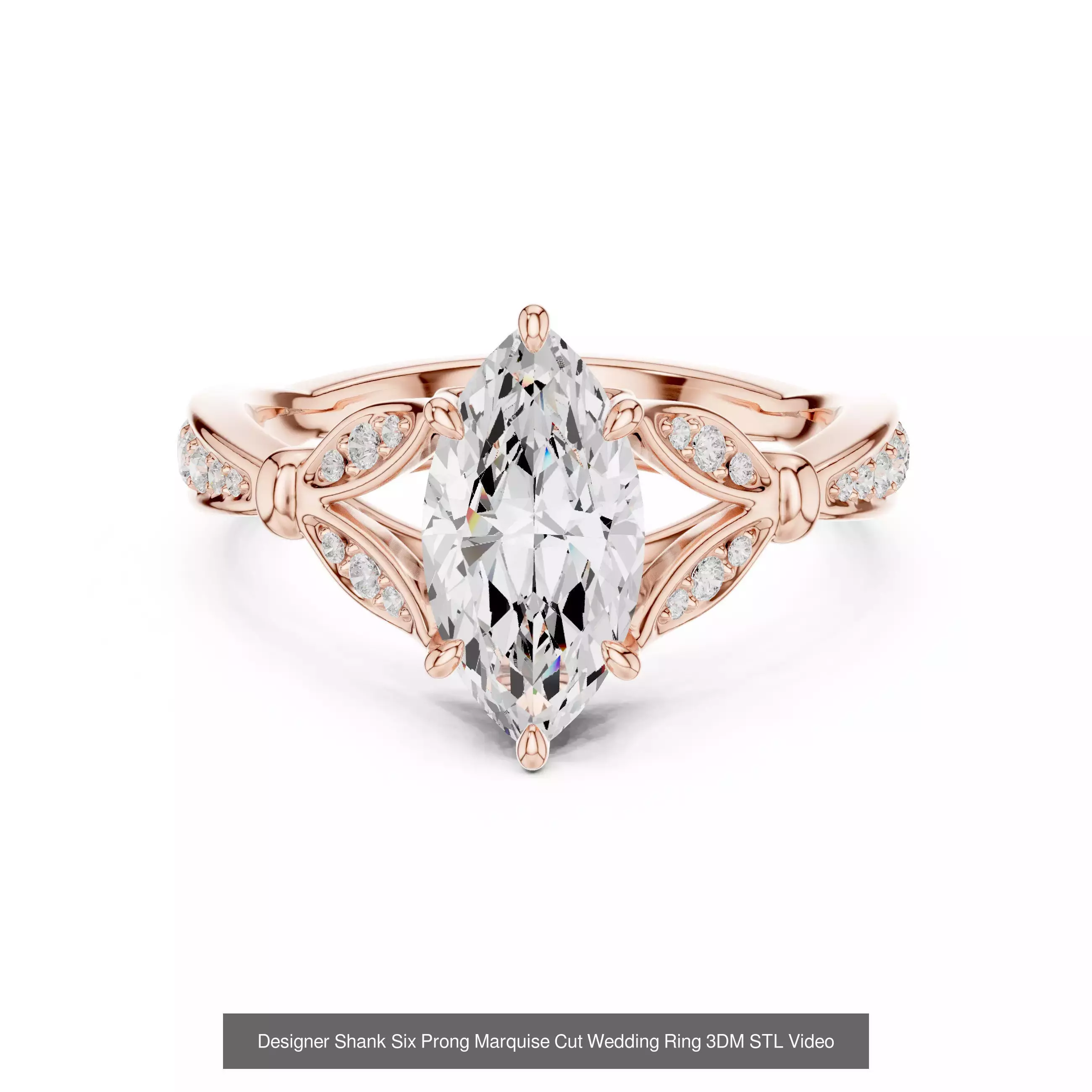 167 Marquise Diamond Rings 3DM STL OBJ FBX 3 Color Video 3D Model Collection_152