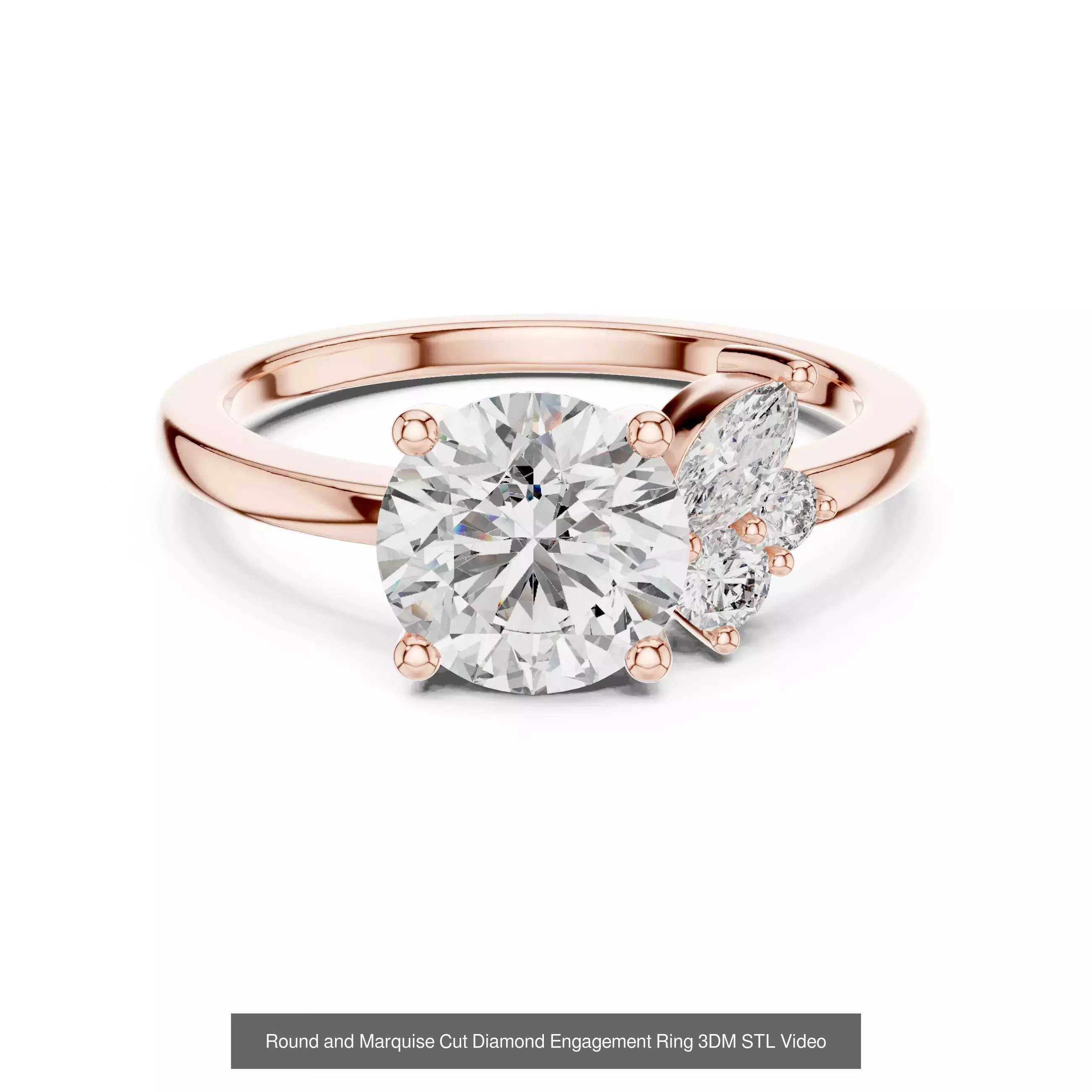 167 Marquise Diamond Rings 3DM STL OBJ FBX 3 Color Video 3D Model Collection_108