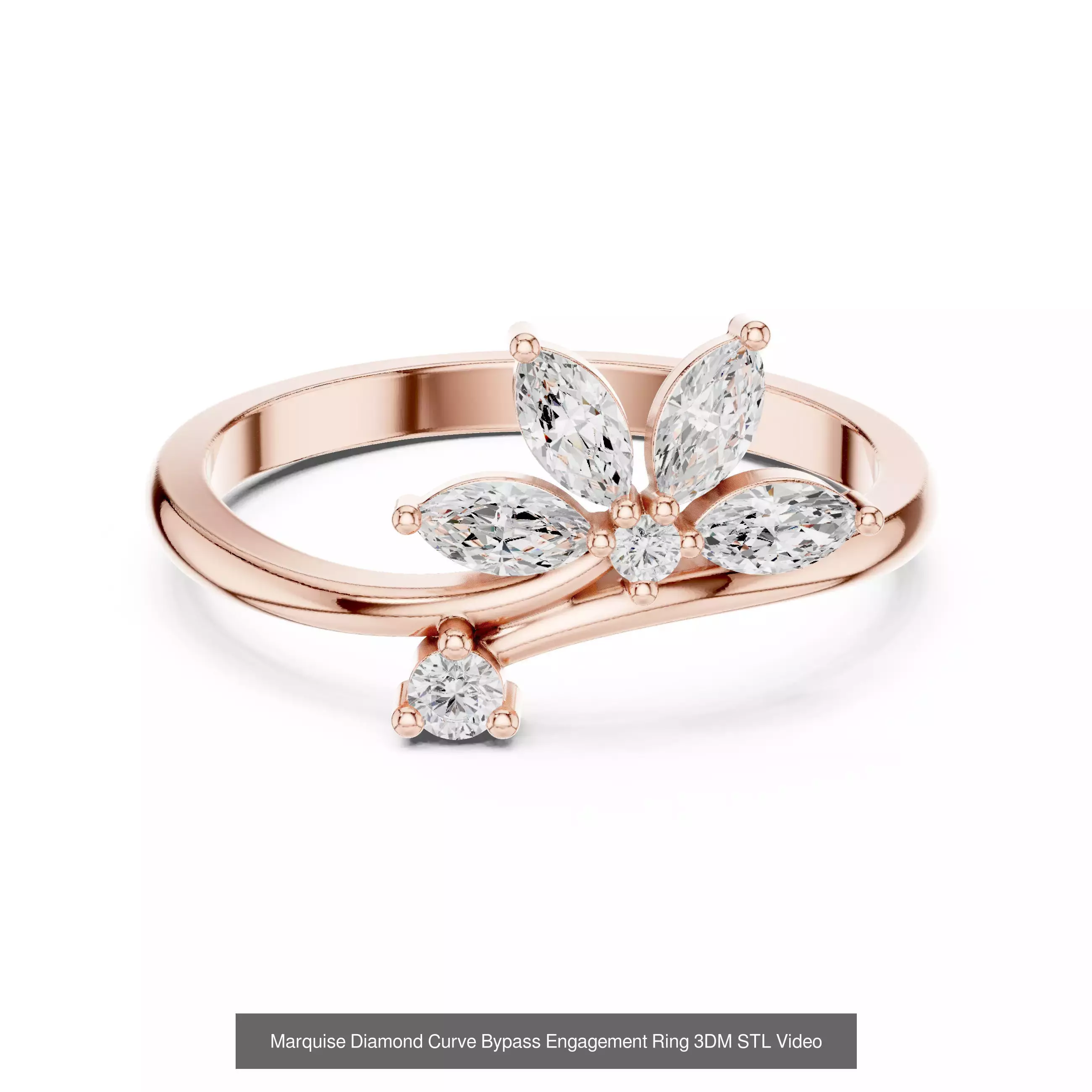 167 Marquise Diamond Rings 3DM STL OBJ FBX 3 Color Video 3D Model Collection_37