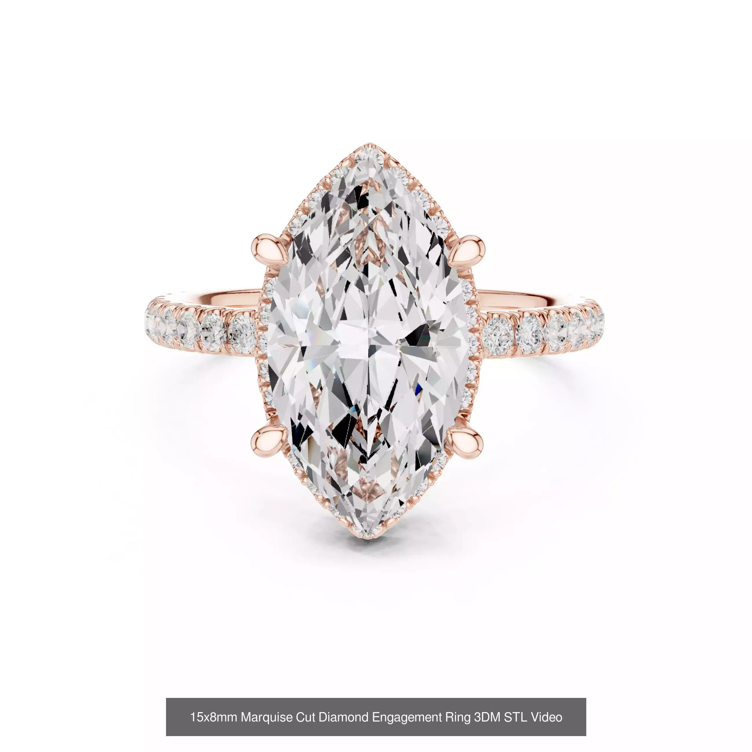 167 Marquise Diamond Rings 3DM STL OBJ FBX 3 Color Video 3D Model Collection_138