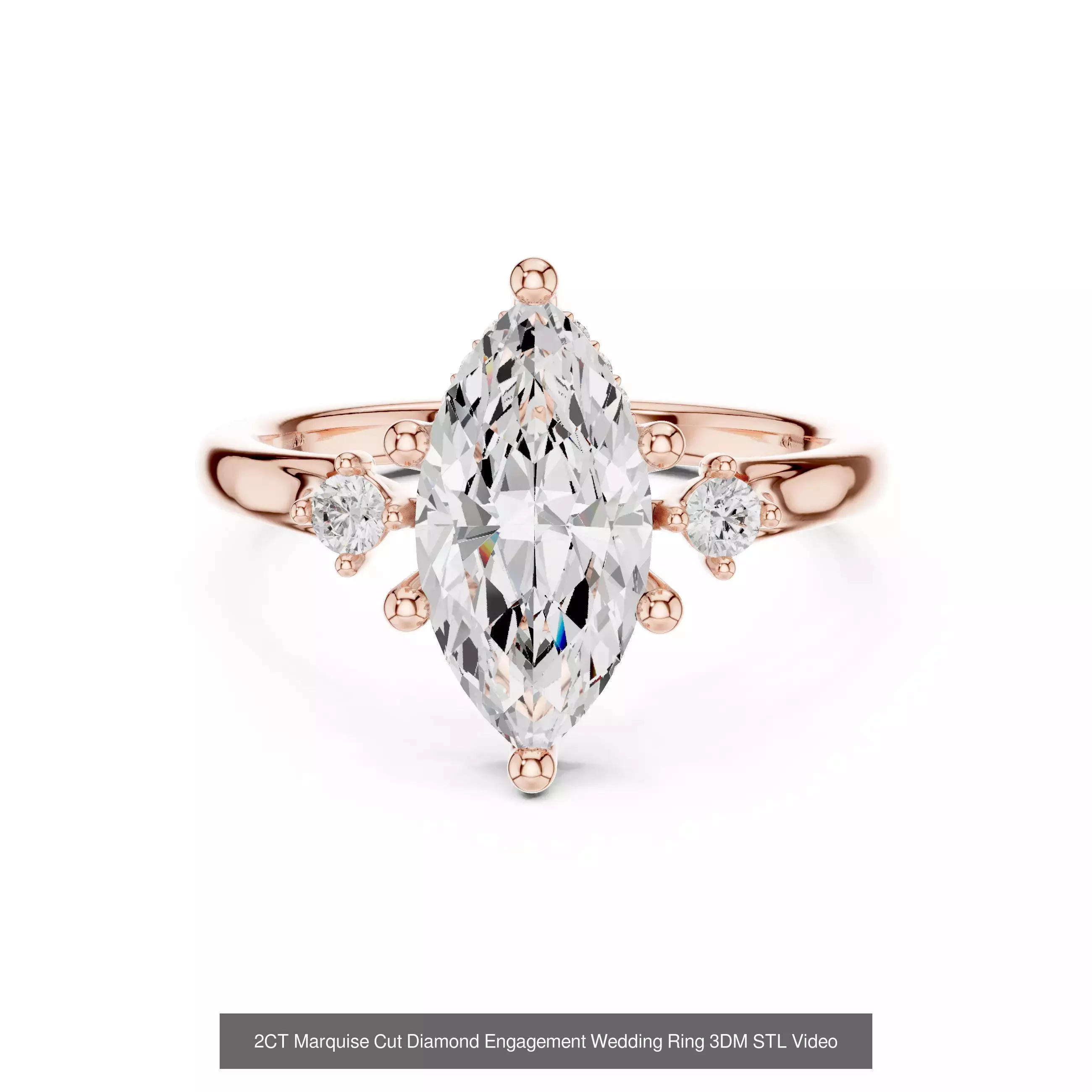 167 Marquise Diamond Rings 3DM STL OBJ FBX 3 Color Video 3D Model Collection_150