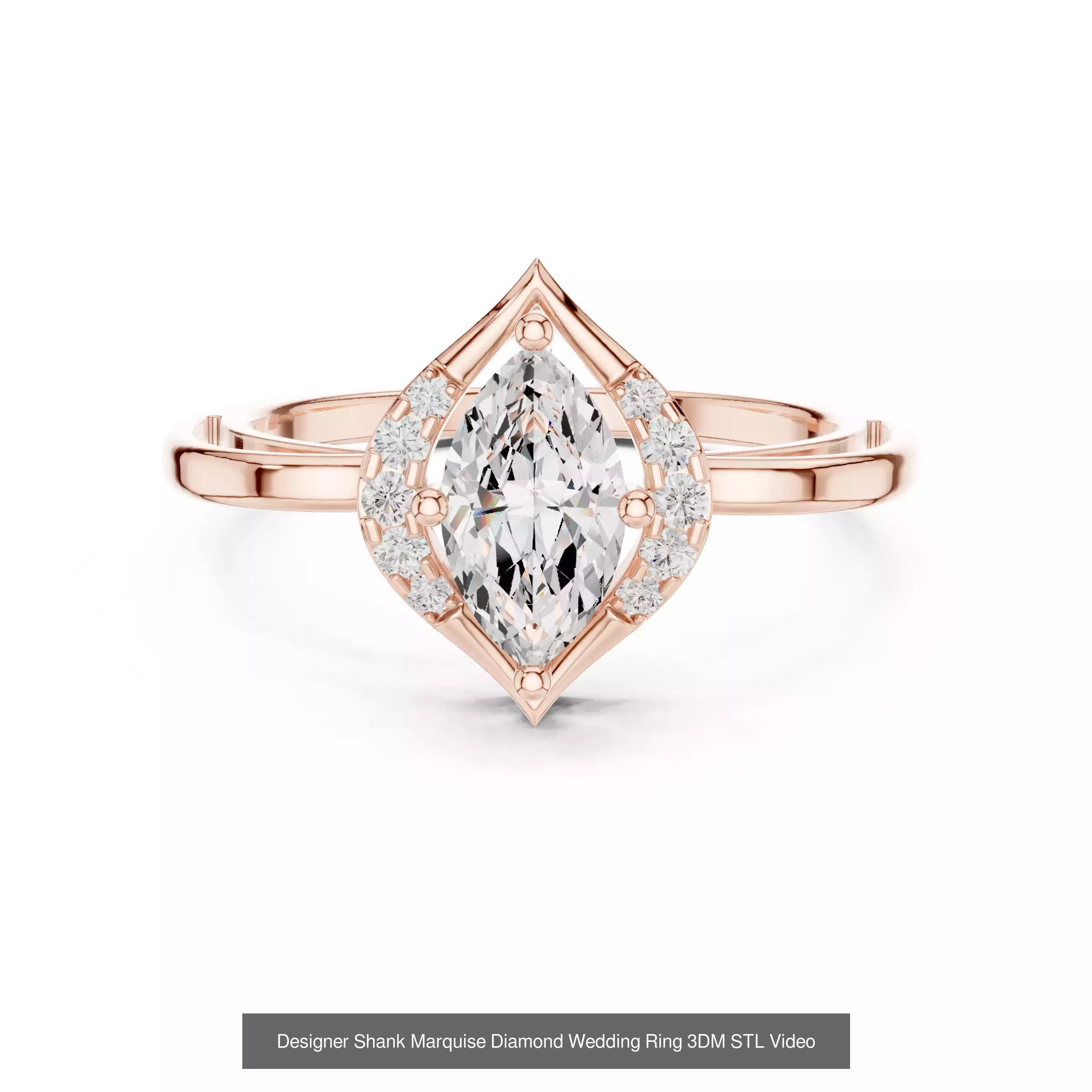 167 Marquise Diamond Rings 3DM STL OBJ FBX 3 Color Video 3D Model Collection_120