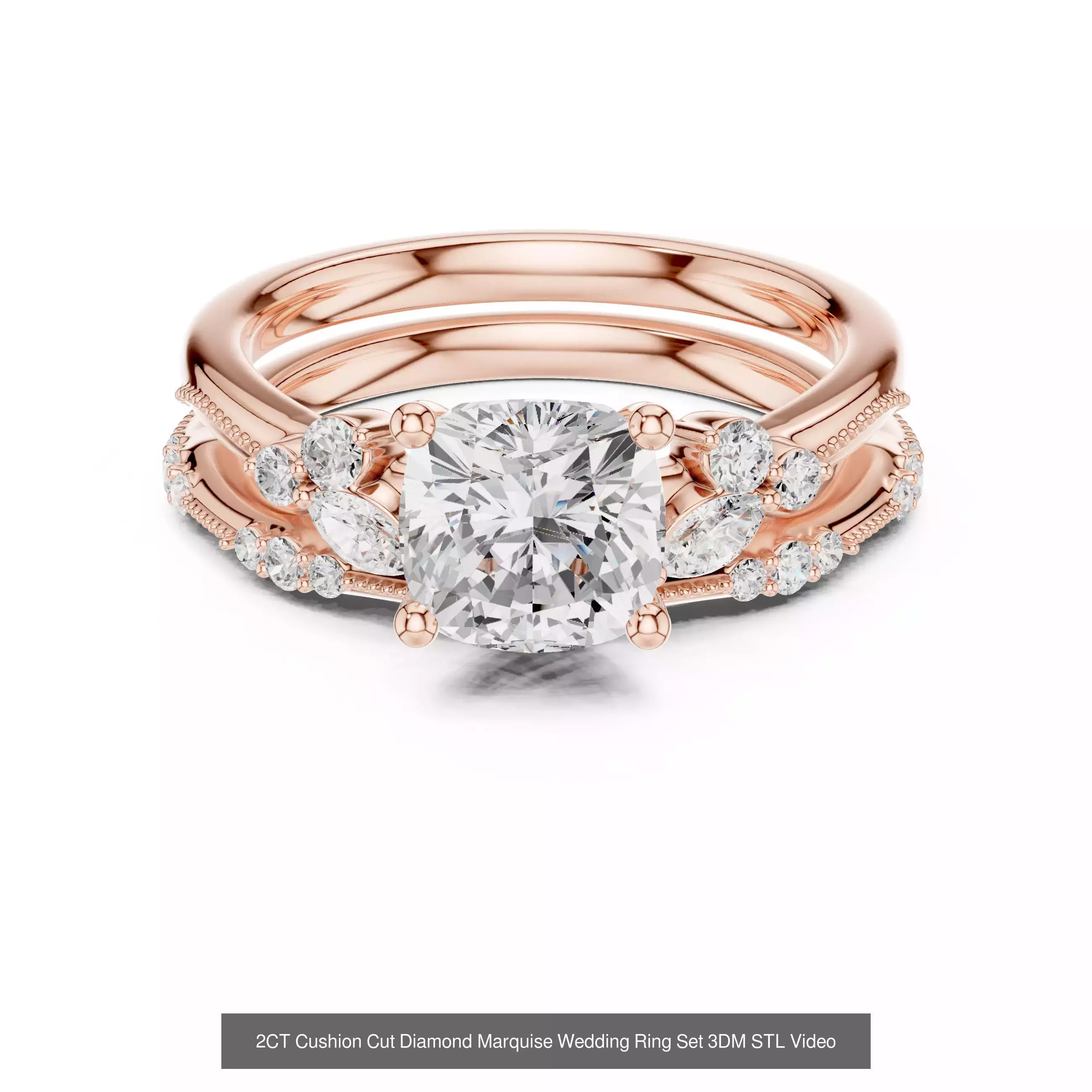 167 Marquise Diamond Rings 3DM STL OBJ FBX 3 Color Video 3D Model Collection_155