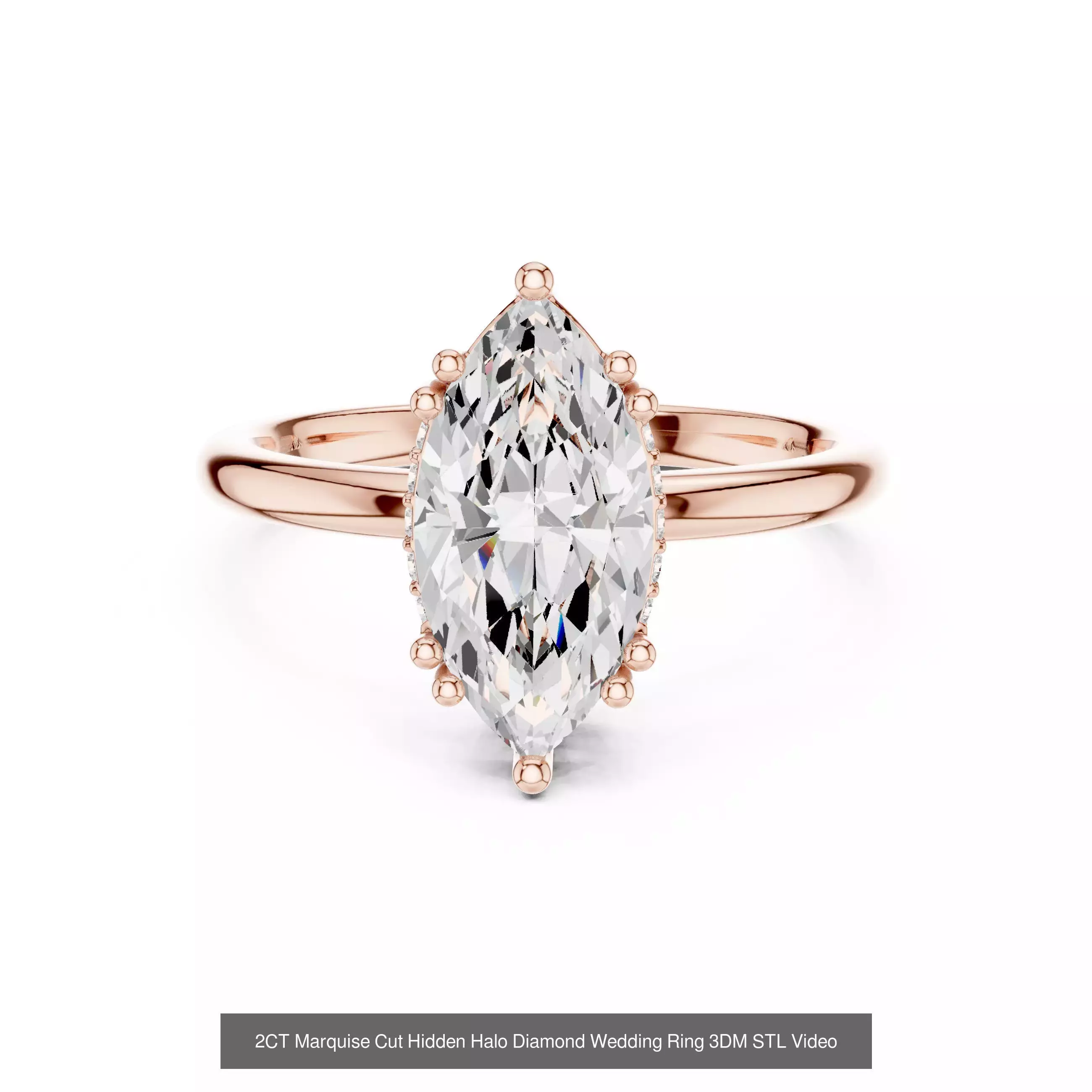 167 Marquise Diamond Rings 3DM STL OBJ FBX 3 Color Video 3D Model Collection_160