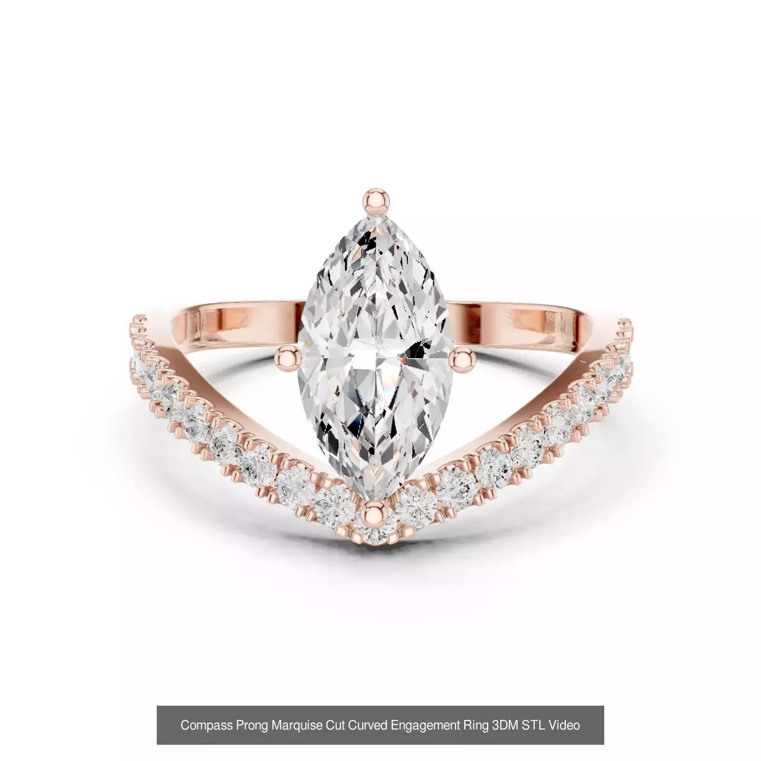 167 Marquise Diamond Rings 3DM STL OBJ FBX 3 Color Video 3D Model Collection_46