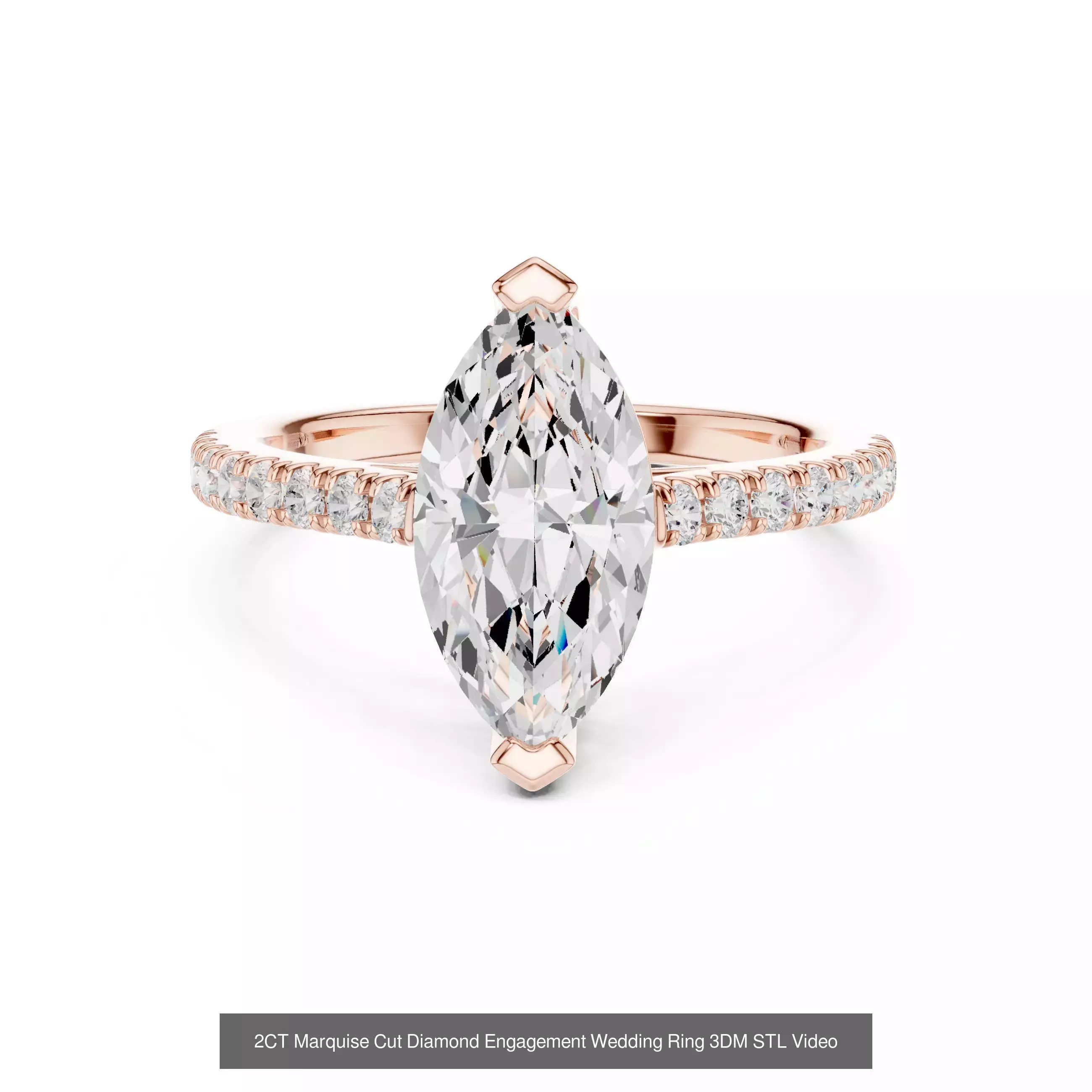 167 Marquise Diamond Rings 3DM STL OBJ FBX 3 Color Video 3D Model Collection_128