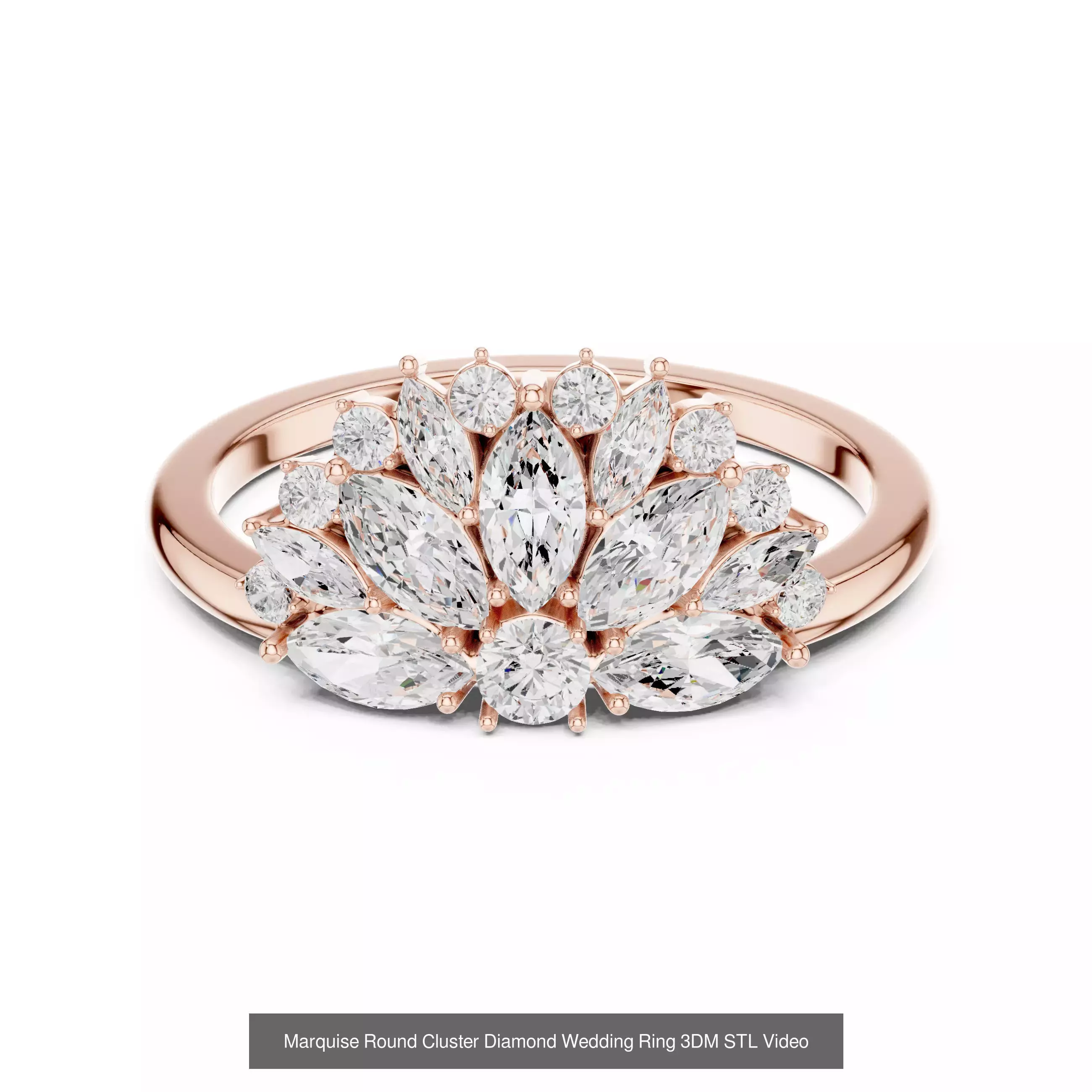 167 Marquise Diamond Rings 3DM STL OBJ FBX 3 Color Video 3D Model Collection_32