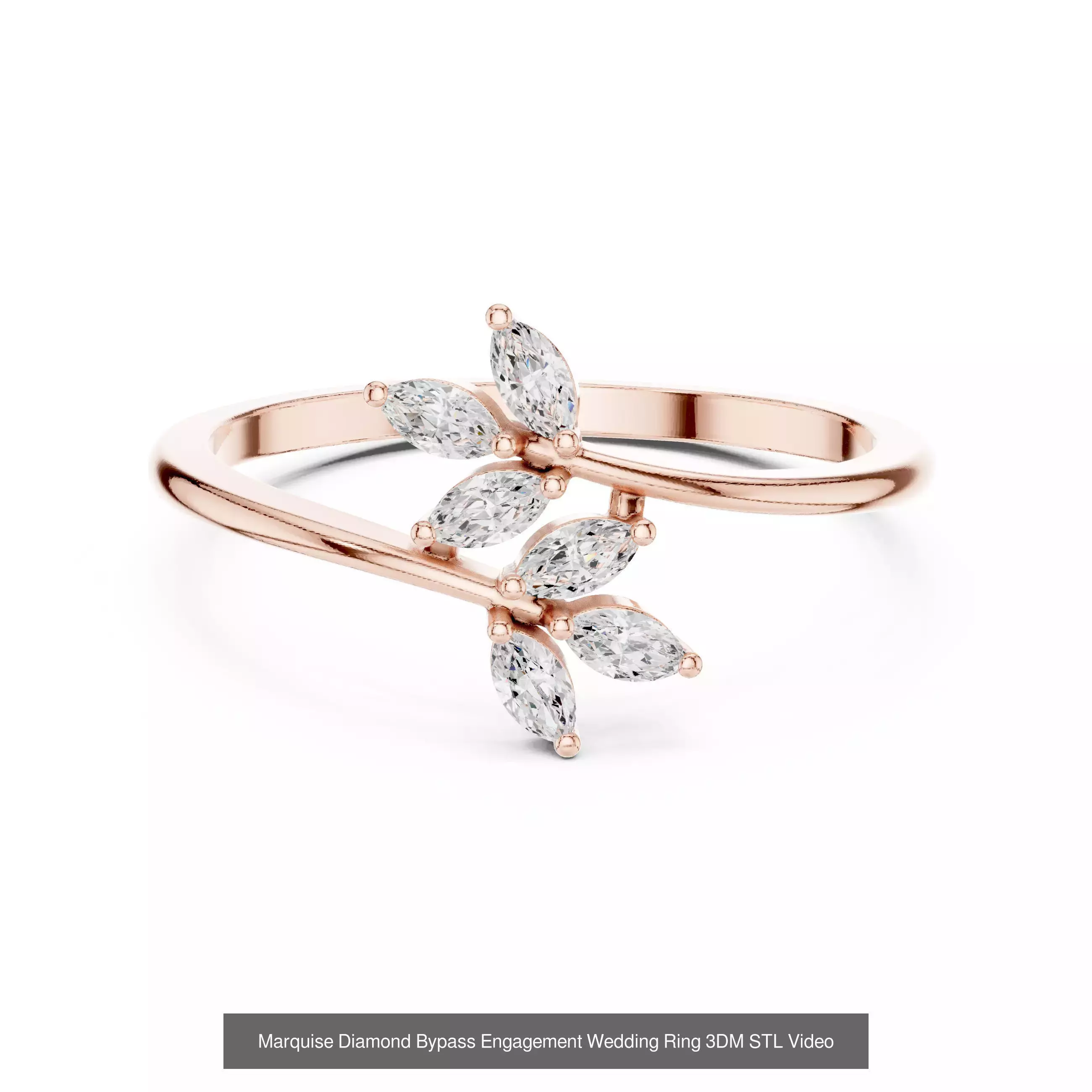 167 Marquise Diamond Rings 3DM STL OBJ FBX 3 Color Video 3D Model Collection_36