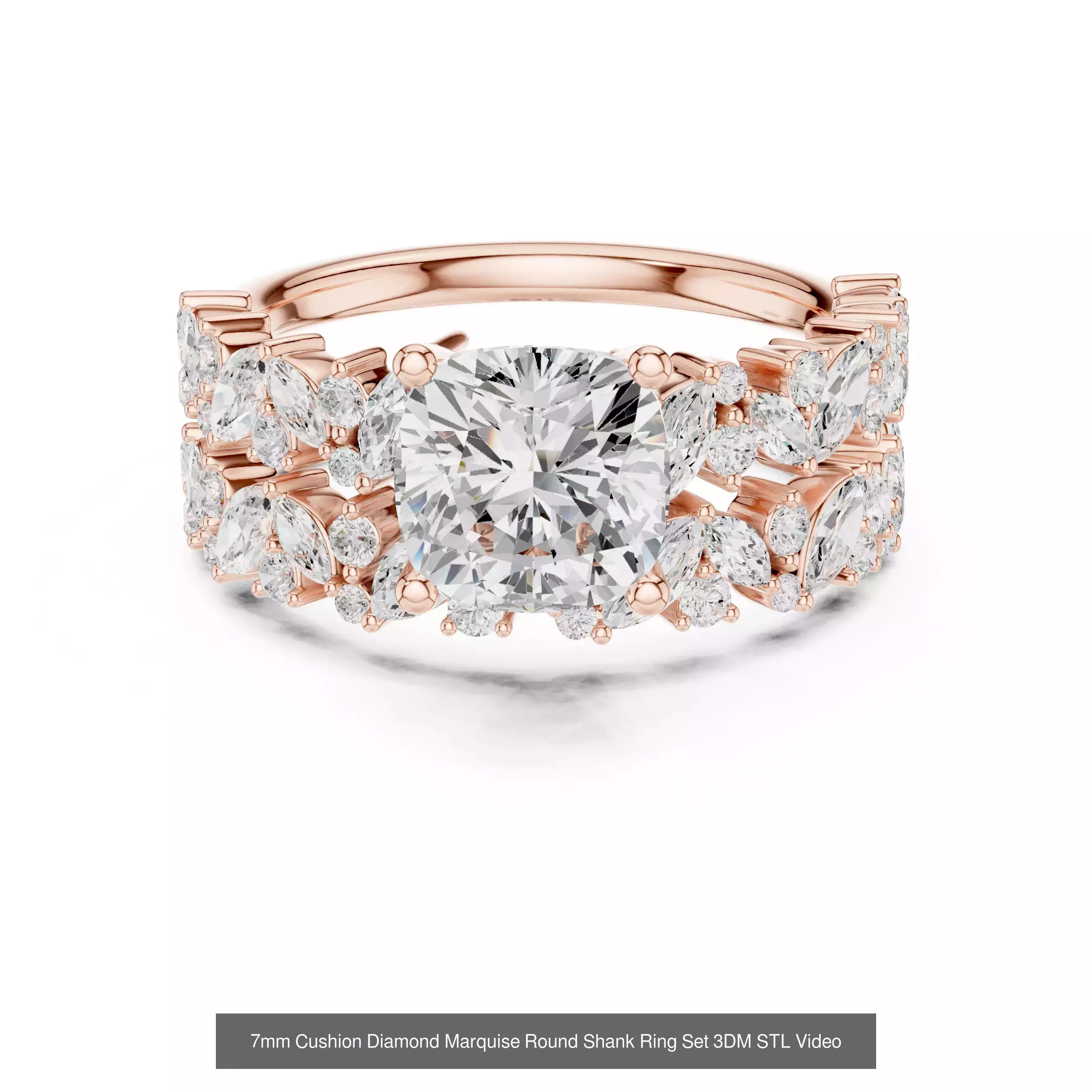 167 Marquise Diamond Rings 3DM STL OBJ FBX 3 Color Video 3D Model Collection_133