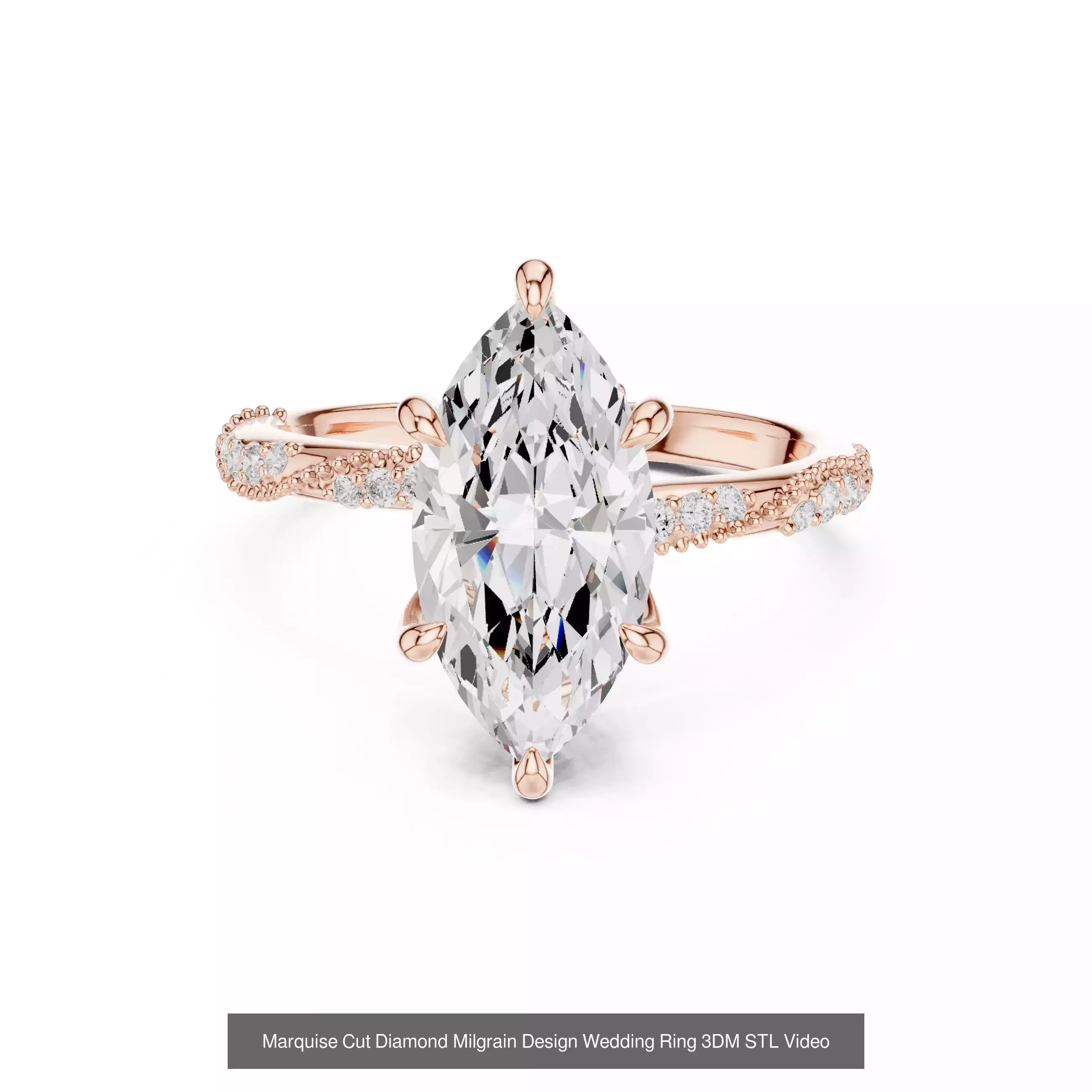 167 Marquise Diamond Rings 3DM STL OBJ FBX 3 Color Video 3D Model Collection_170