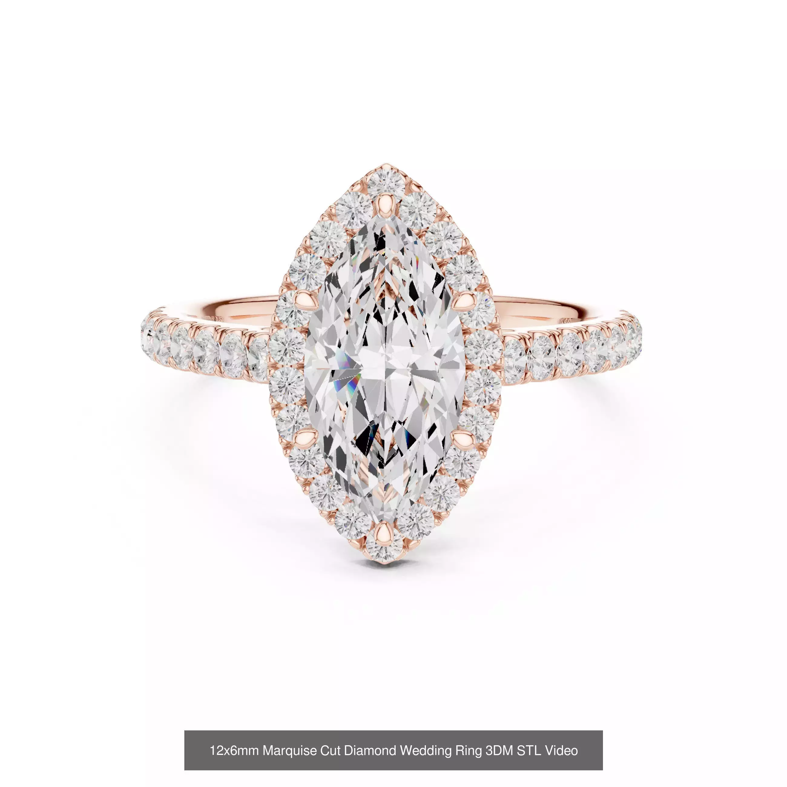 167 Marquise Diamond Rings 3DM STL OBJ FBX 3 Color Video 3D Model Collection_137