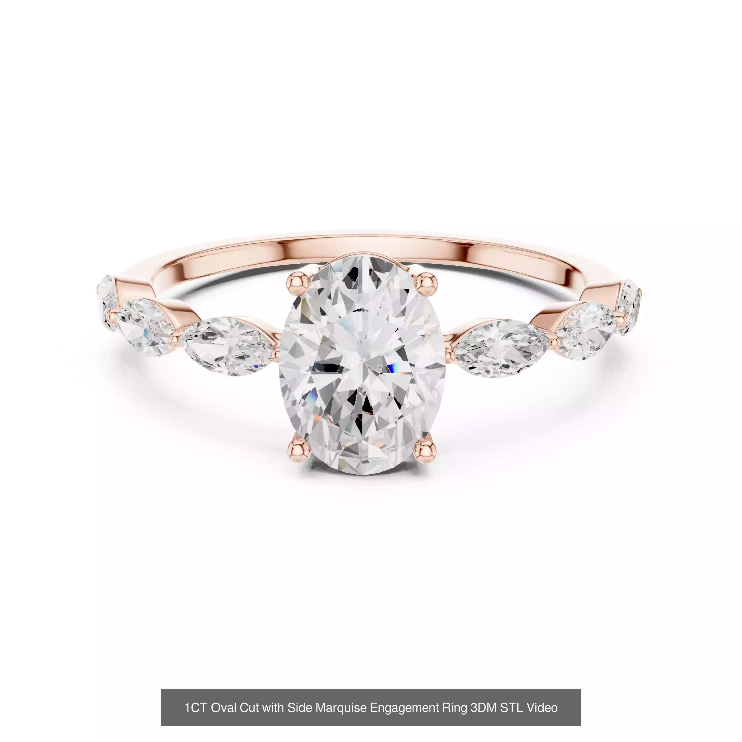 167 Marquise Diamond Rings 3DM STL OBJ FBX 3 Color Video 3D Model Collection_26