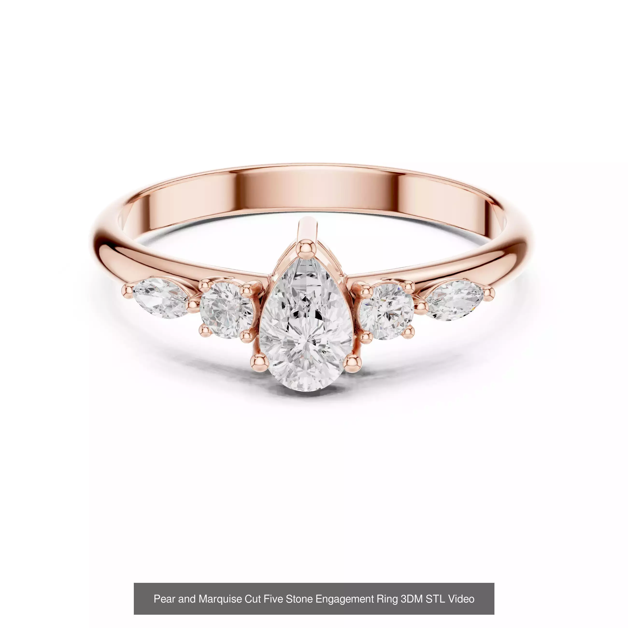 167 Marquise Diamond Rings 3DM STL OBJ FBX 3 Color Video 3D Model Collection_67