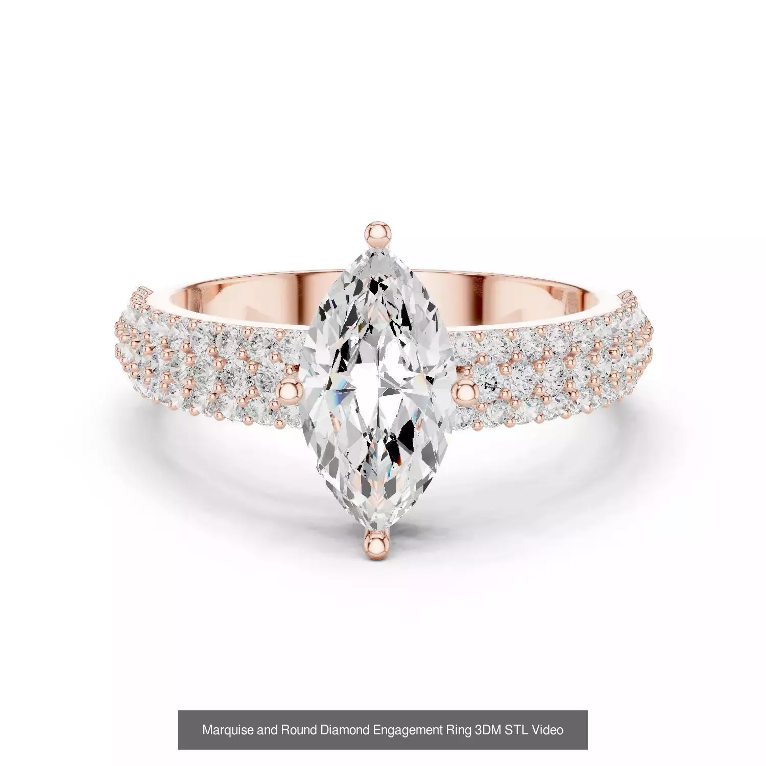 167 Marquise Diamond Rings 3DM STL OBJ FBX 3 Color Video 3D Model Collection_44