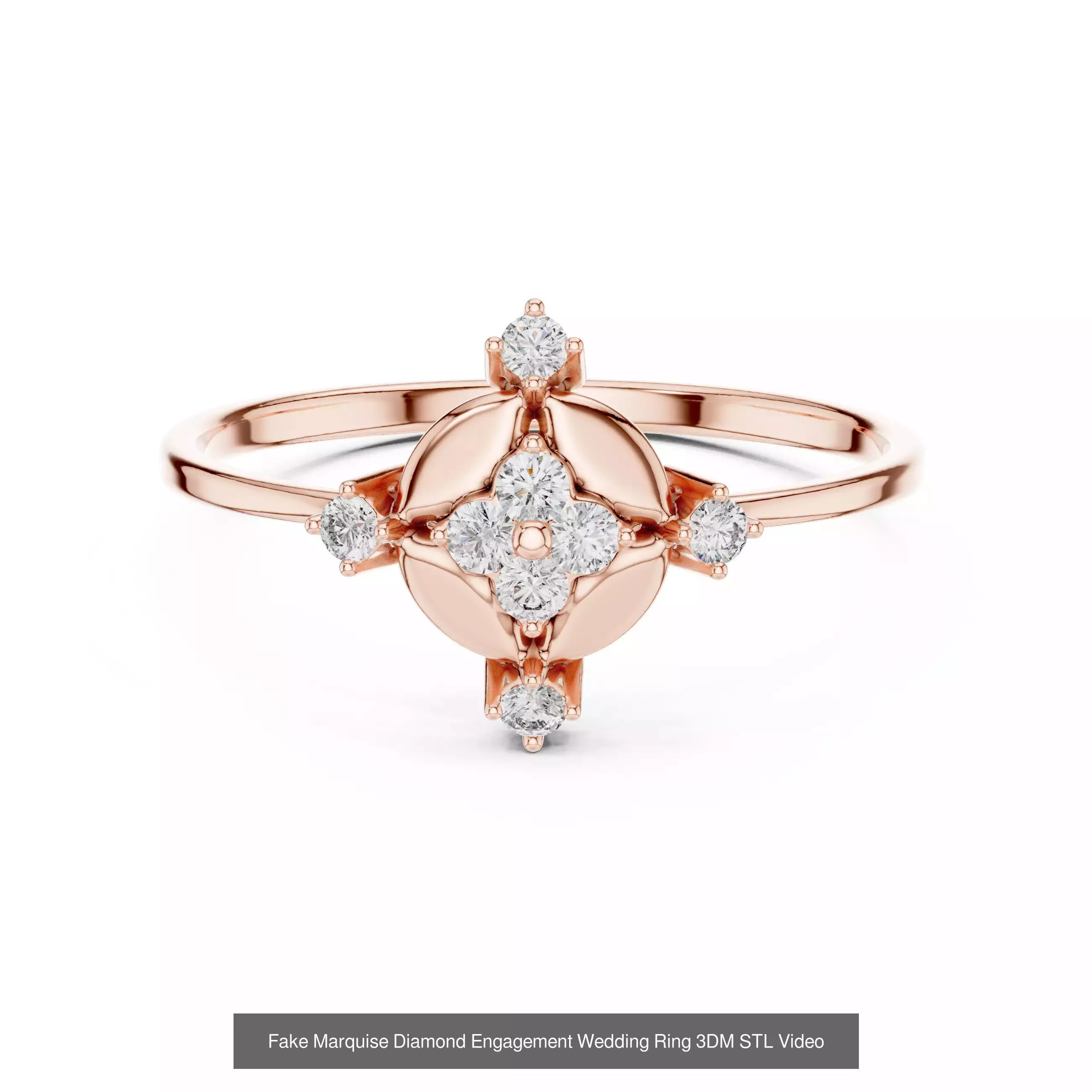 167 Marquise Diamond Rings 3DM STL OBJ FBX 3 Color Video 3D Model Collection_21