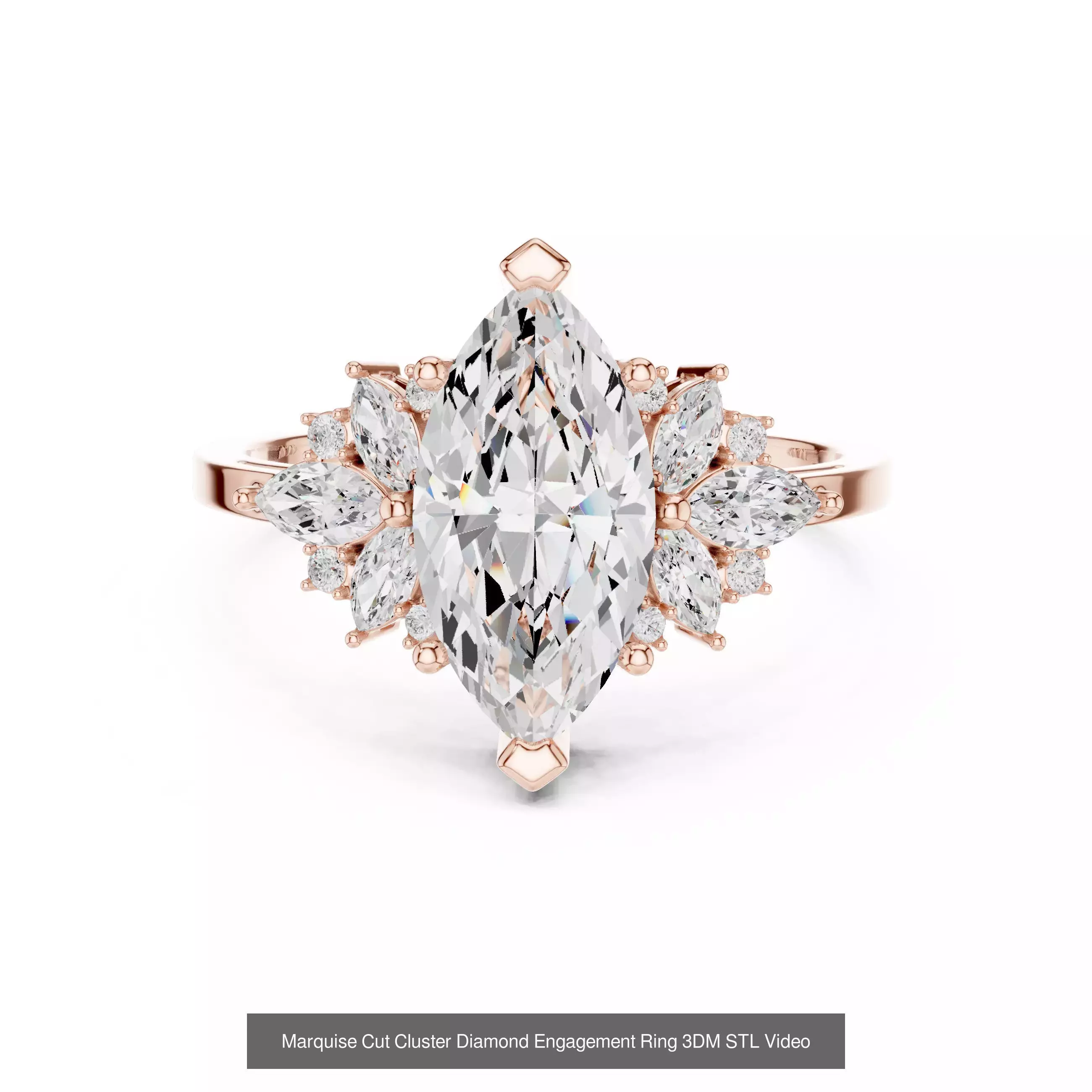 167 Marquise Diamond Rings 3DM STL OBJ FBX 3 Color Video 3D Model Collection_41