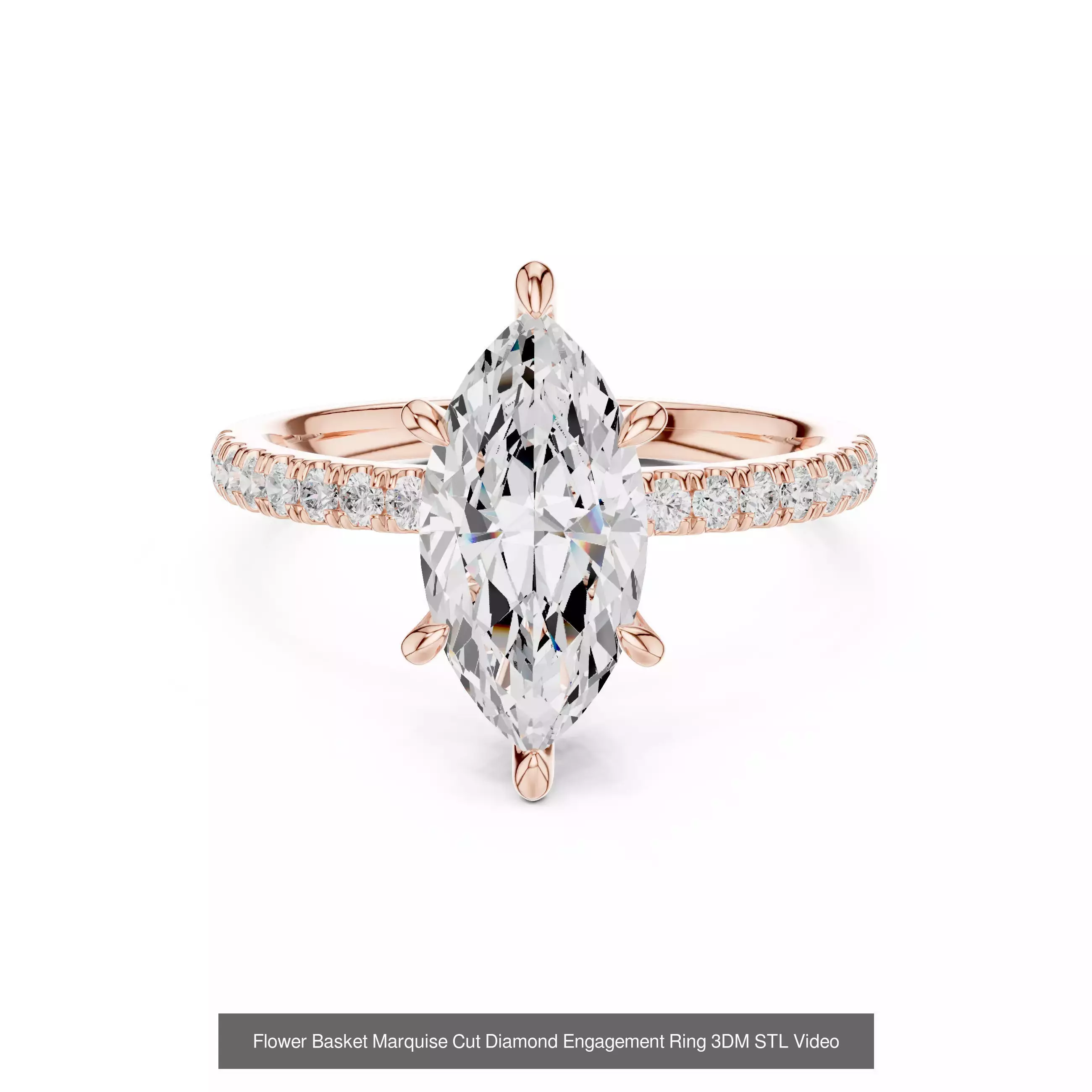 167 Marquise Diamond Rings 3DM STL OBJ FBX 3 Color Video 3D Model Collection_174