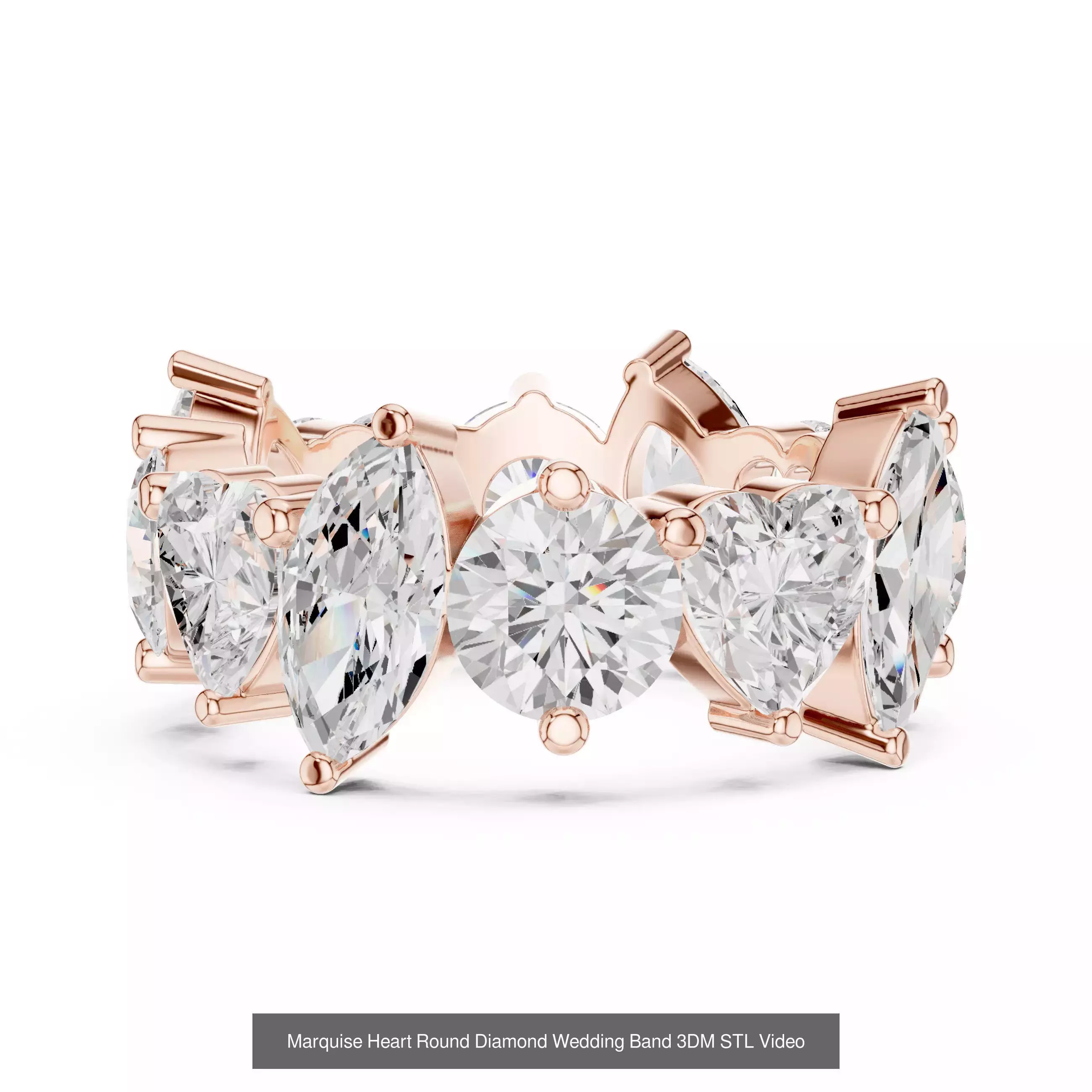 167 Marquise Diamond Rings 3DM STL OBJ FBX 3 Color Video 3D Model Collection_82