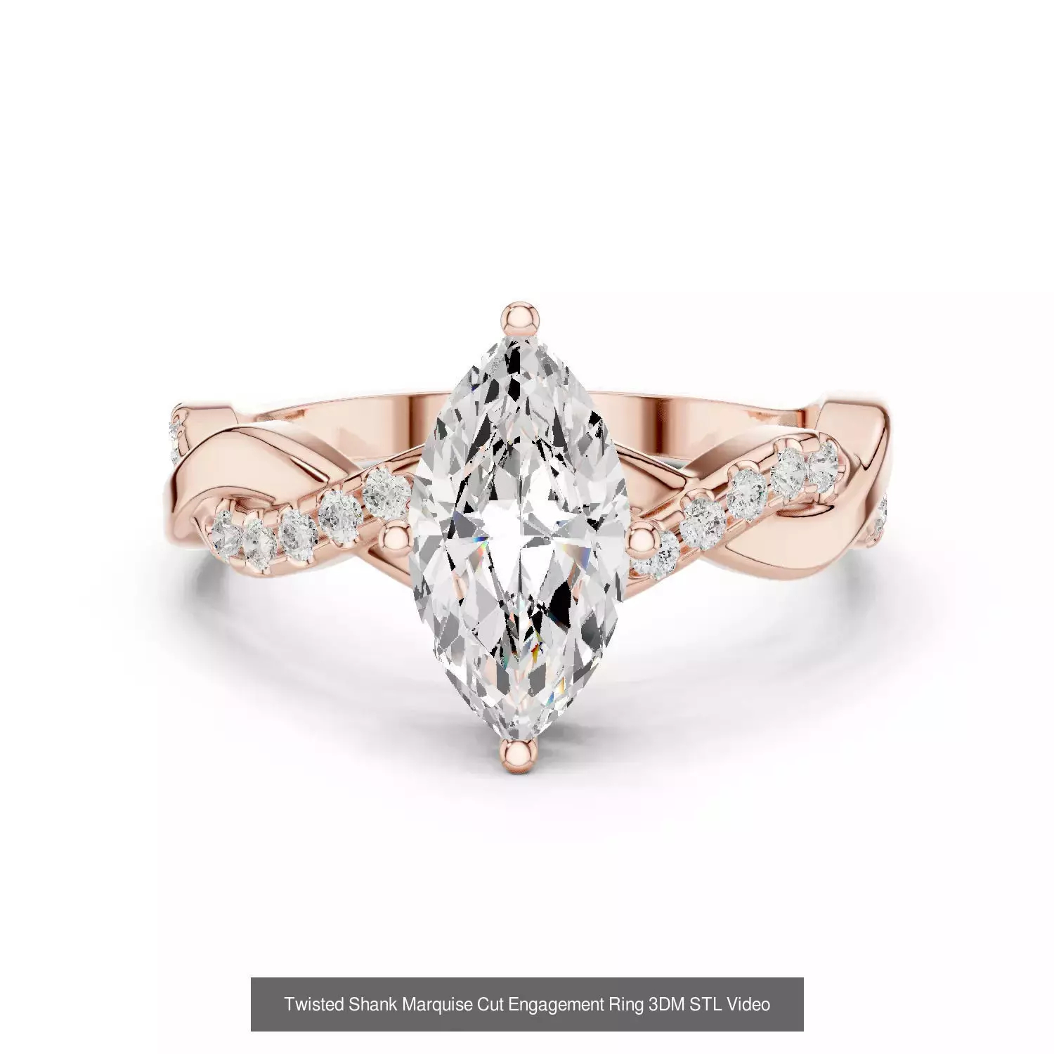 167 Marquise Diamond Rings 3DM STL OBJ FBX 3 Color Video 3D Model Collection_45