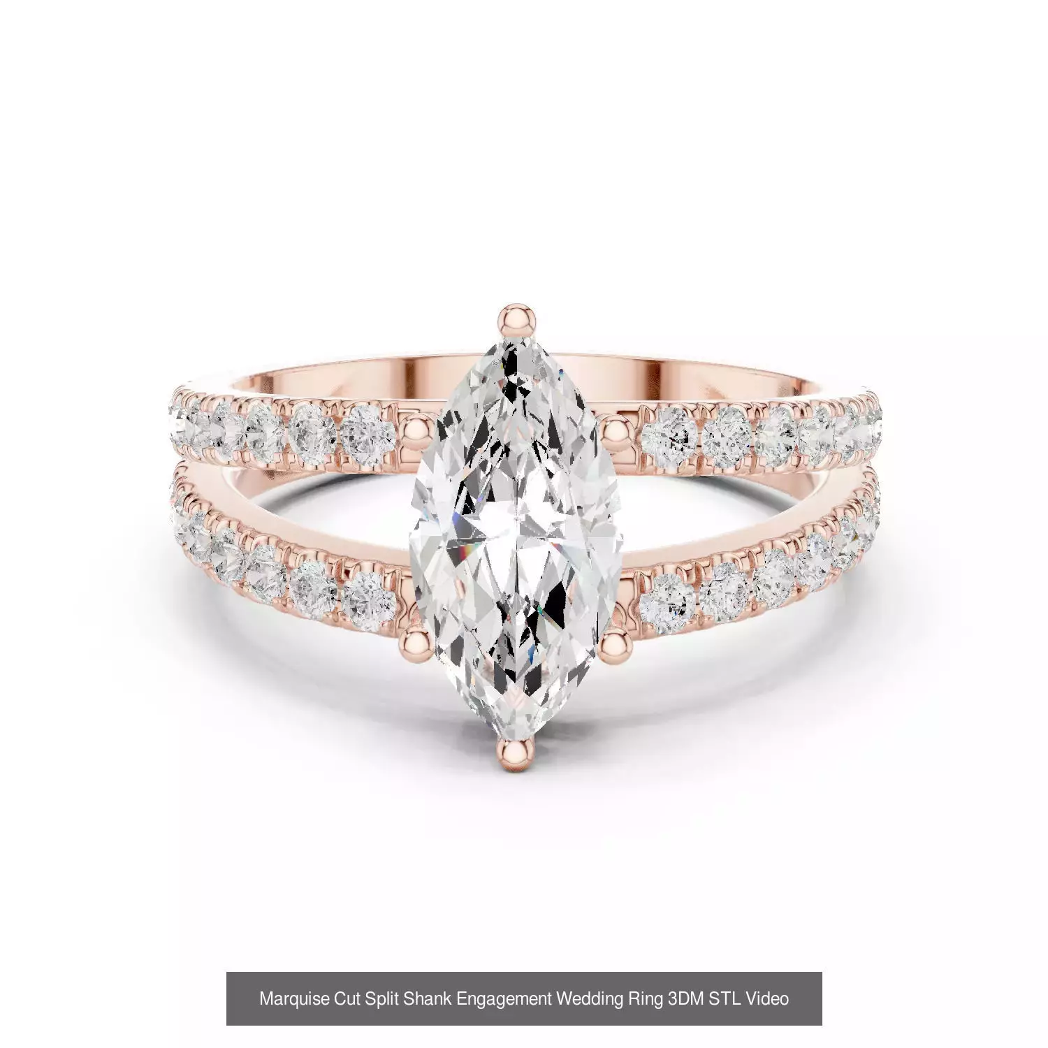 167 Marquise Diamond Rings 3DM STL OBJ FBX 3 Color Video 3D Model Collection_43