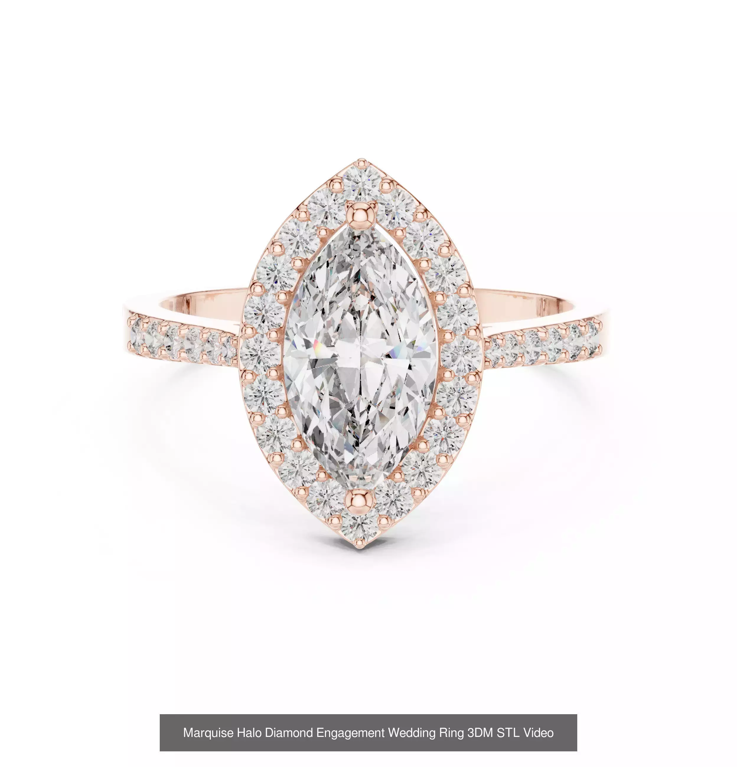 167 Marquise Diamond Rings 3DM STL OBJ FBX 3 Color Video 3D Model Collection_59