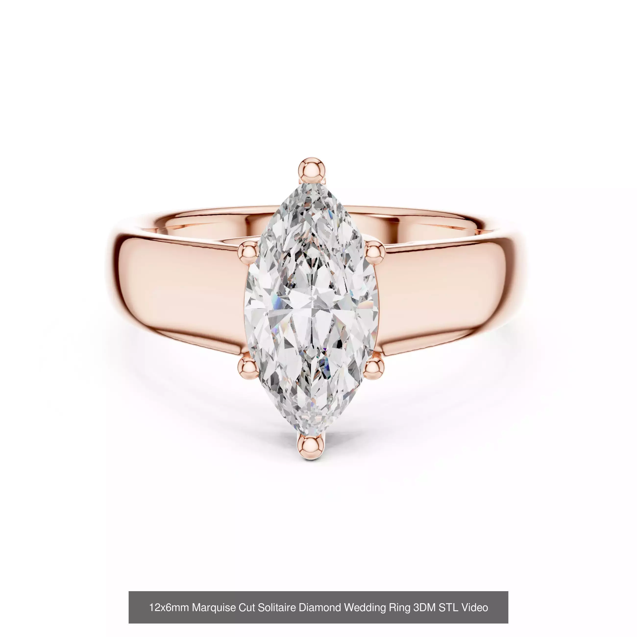 167 Marquise Diamond Rings 3DM STL OBJ FBX 3 Color Video 3D Model Collection_178