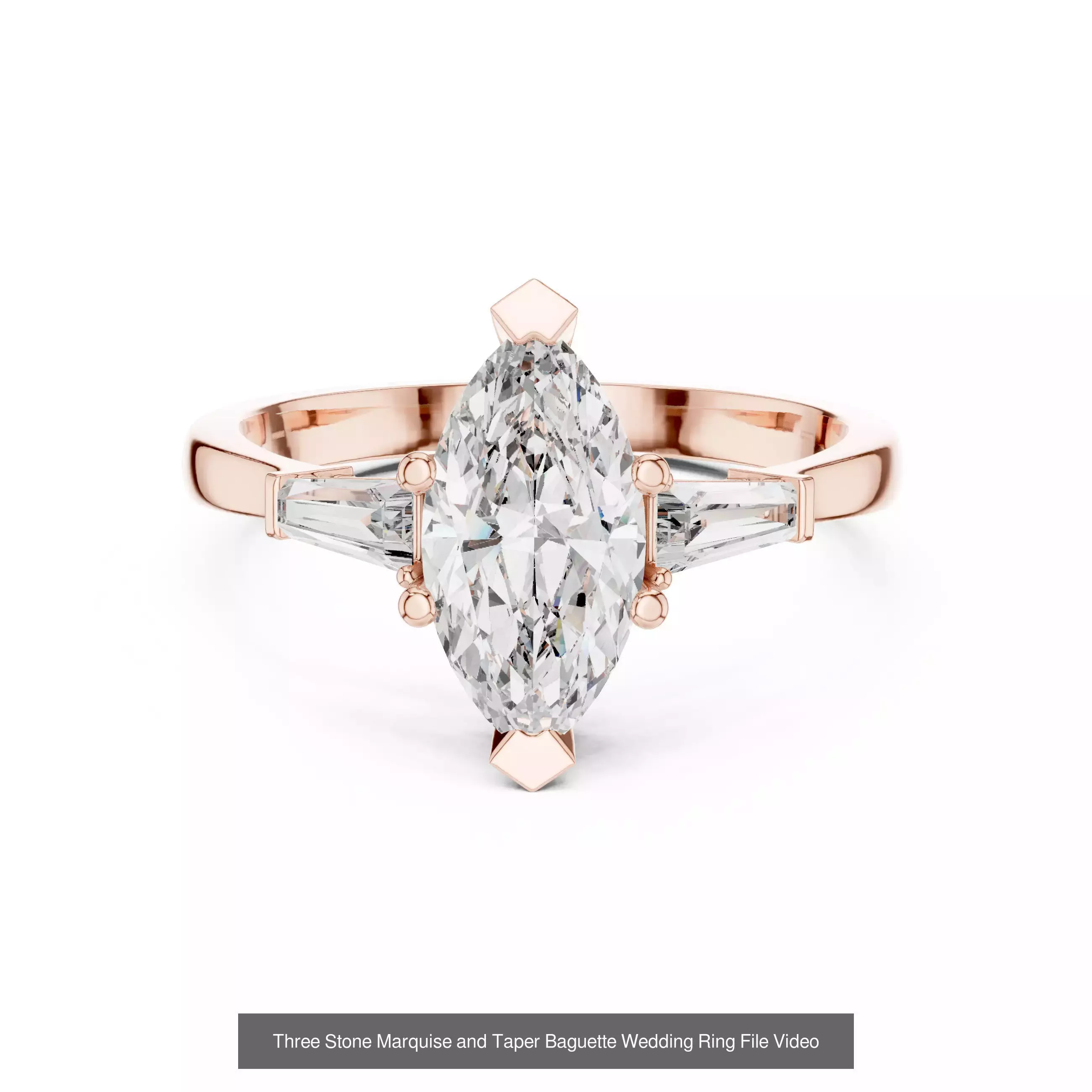 167 Marquise Diamond Rings 3DM STL OBJ FBX 3 Color Video 3D Model Collection_88