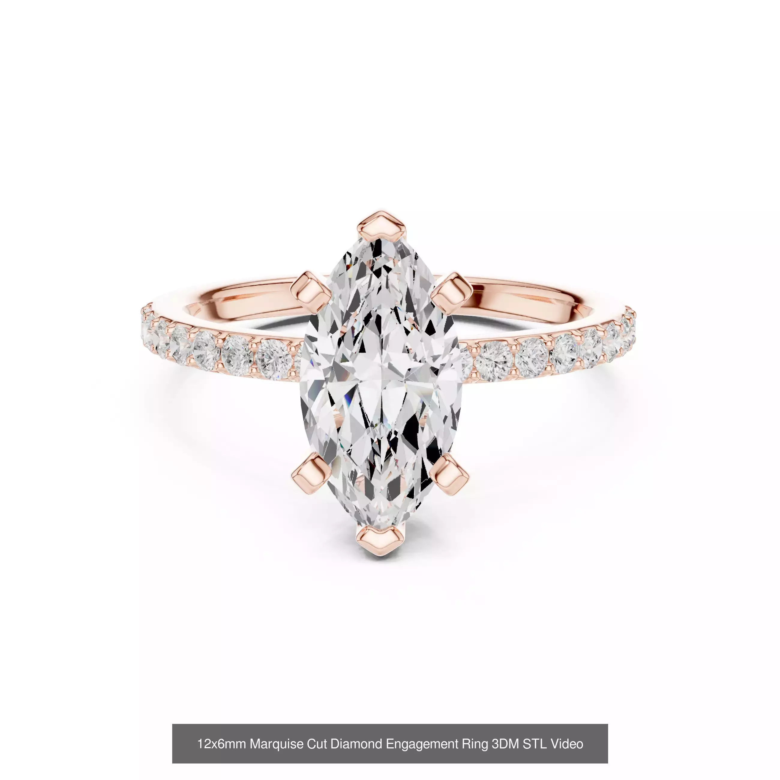 167 Marquise Diamond Rings 3DM STL OBJ FBX 3 Color Video 3D Model Collection_129