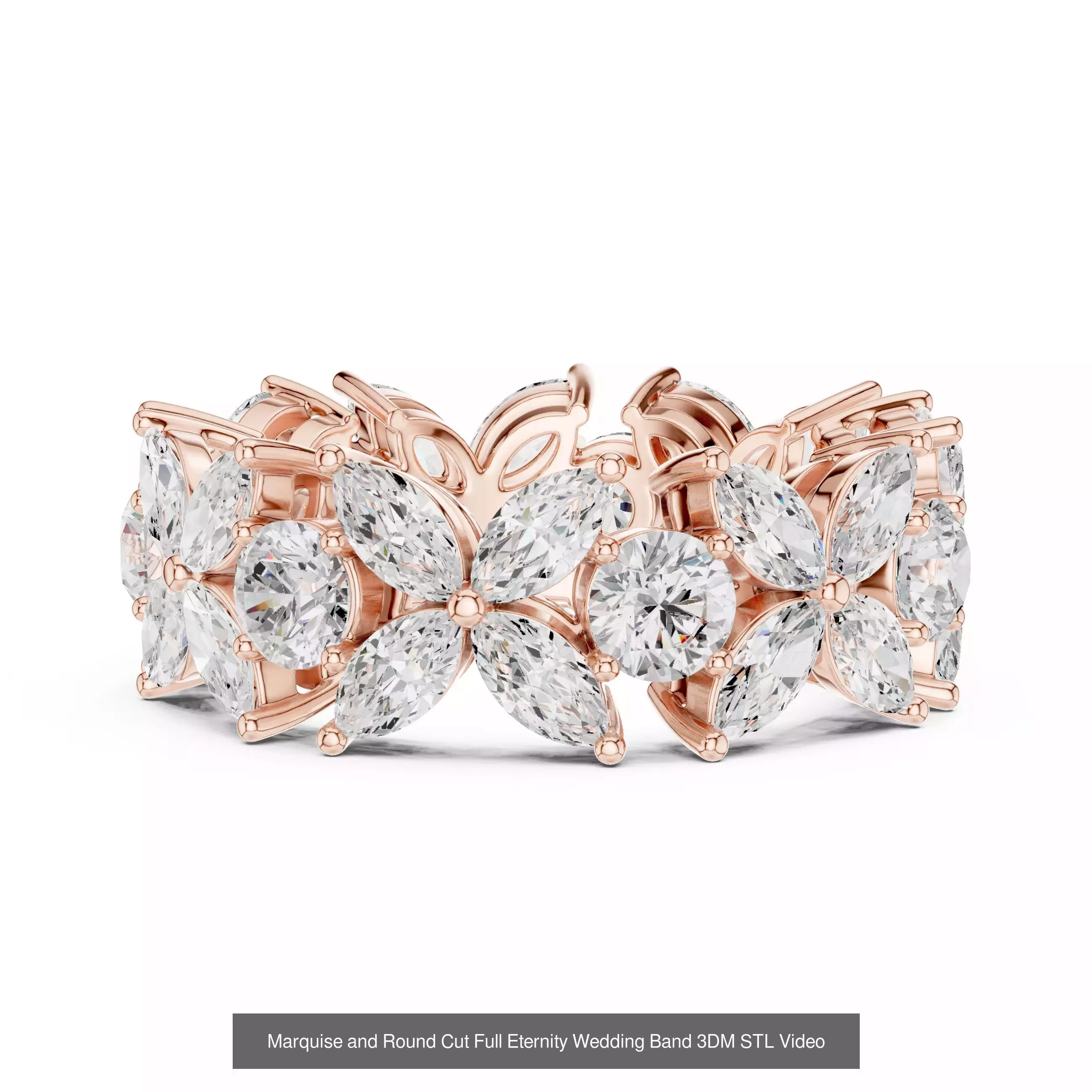 167 Marquise Diamond Rings 3DM STL OBJ FBX 3 Color Video 3D Model Collection_84