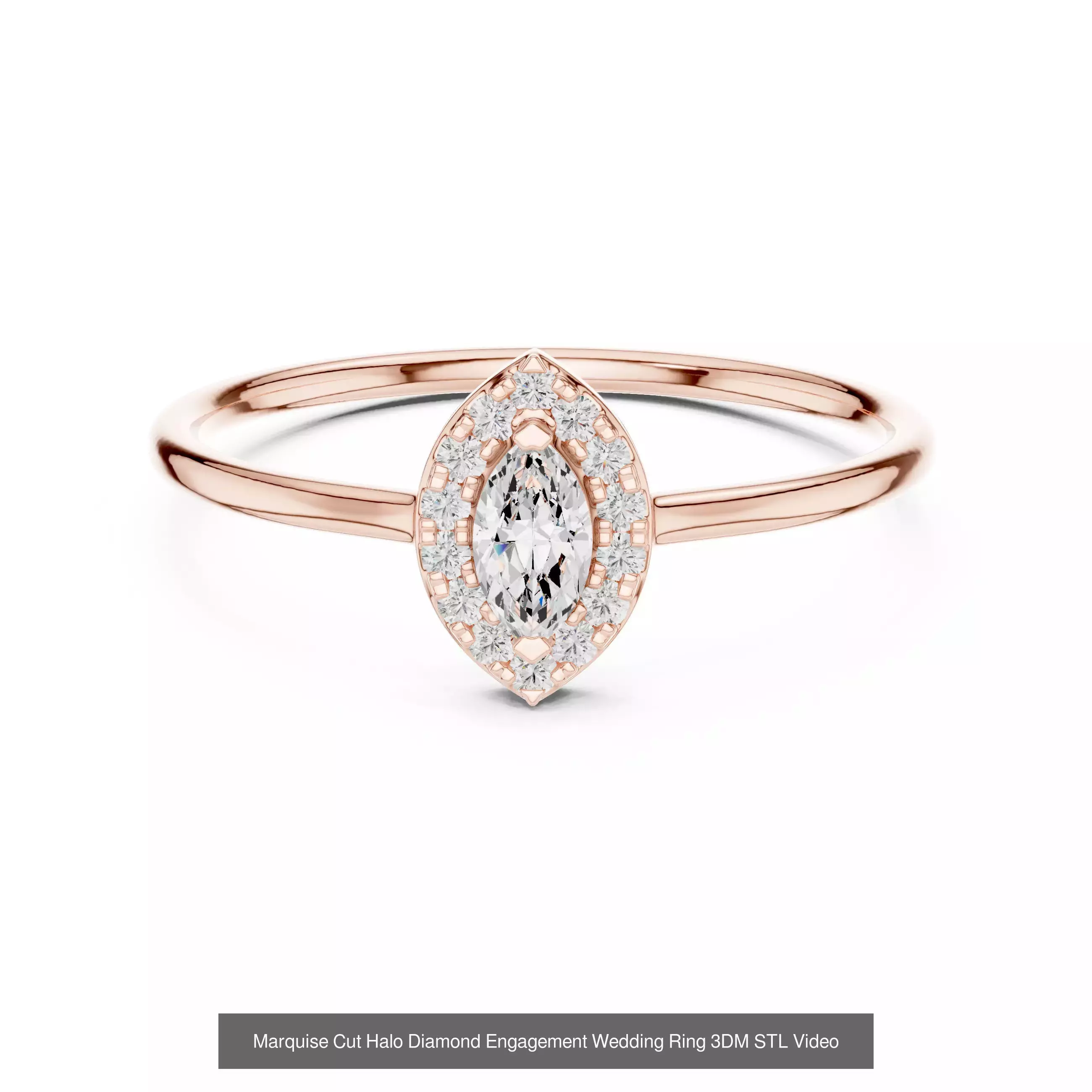 167 Marquise Diamond Rings 3DM STL OBJ FBX 3 Color Video 3D Model Collection_34