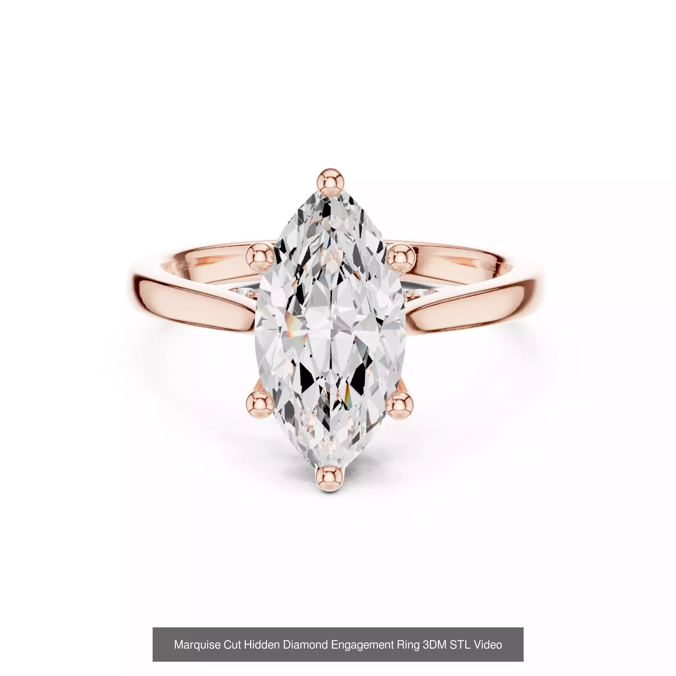 167 Marquise Diamond Rings 3DM STL OBJ FBX 3 Color Video 3D Model Collection_172