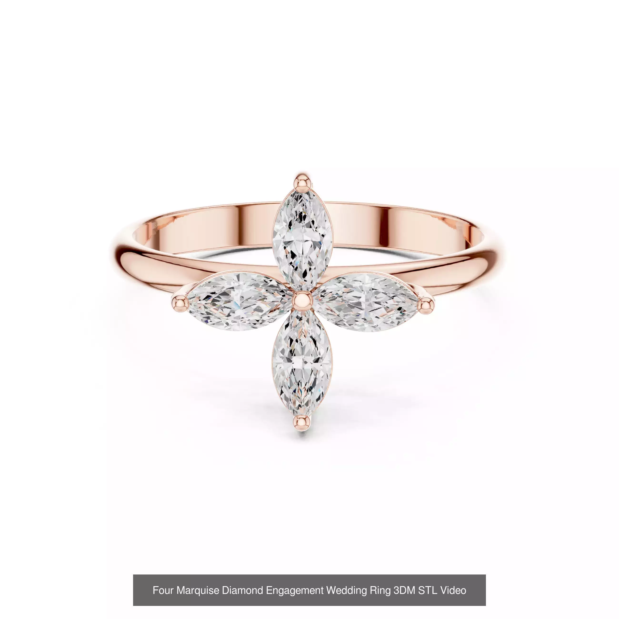 167 Marquise Diamond Rings 3DM STL OBJ FBX 3 Color Video 3D Model Collection_69