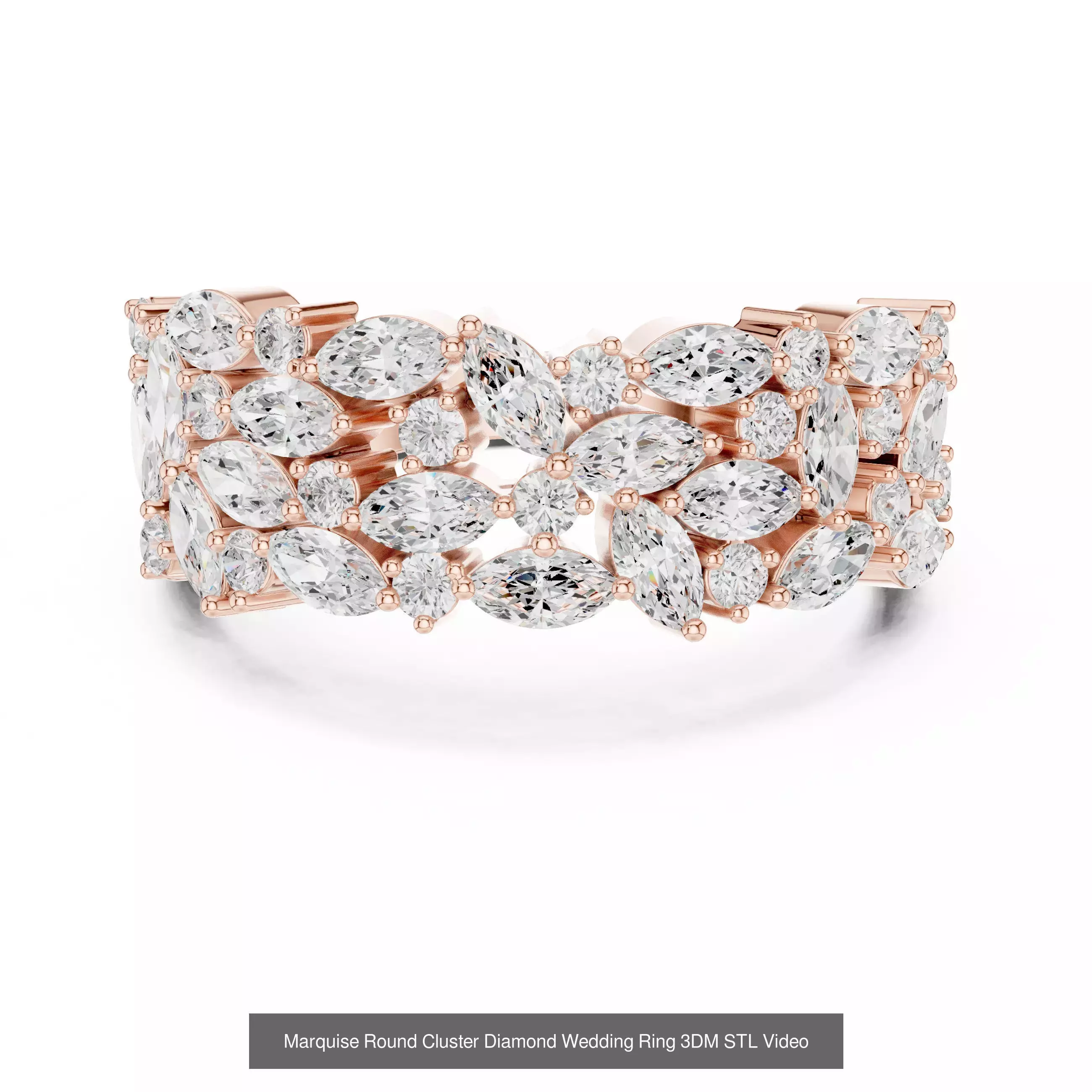 167 Marquise Diamond Rings 3DM STL OBJ FBX 3 Color Video 3D Model Collection_80