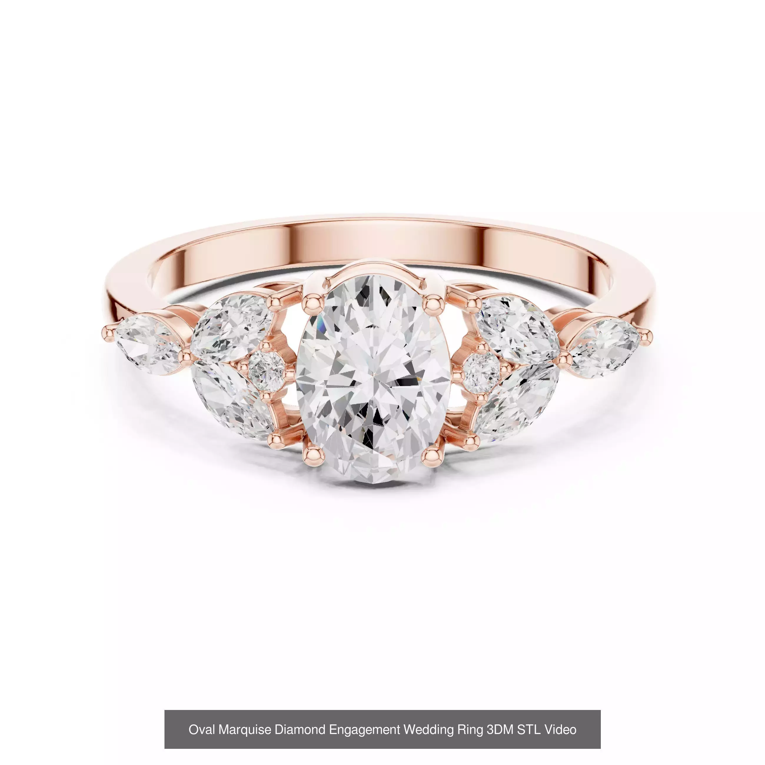 167 Marquise Diamond Rings 3DM STL OBJ FBX 3 Color Video 3D Model Collection_62