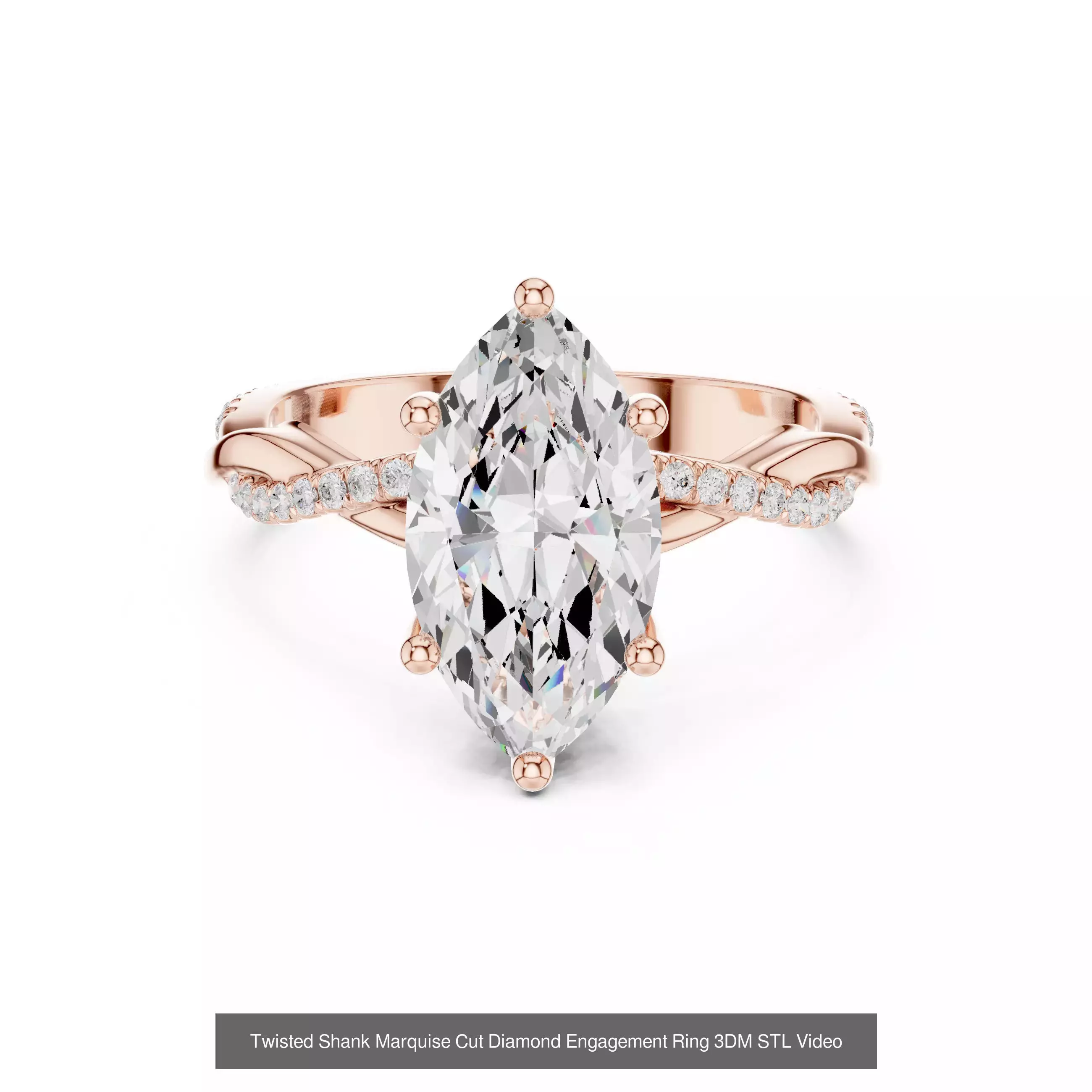 167 Marquise Diamond Rings 3DM STL OBJ FBX 3 Color Video 3D Model Collection_167