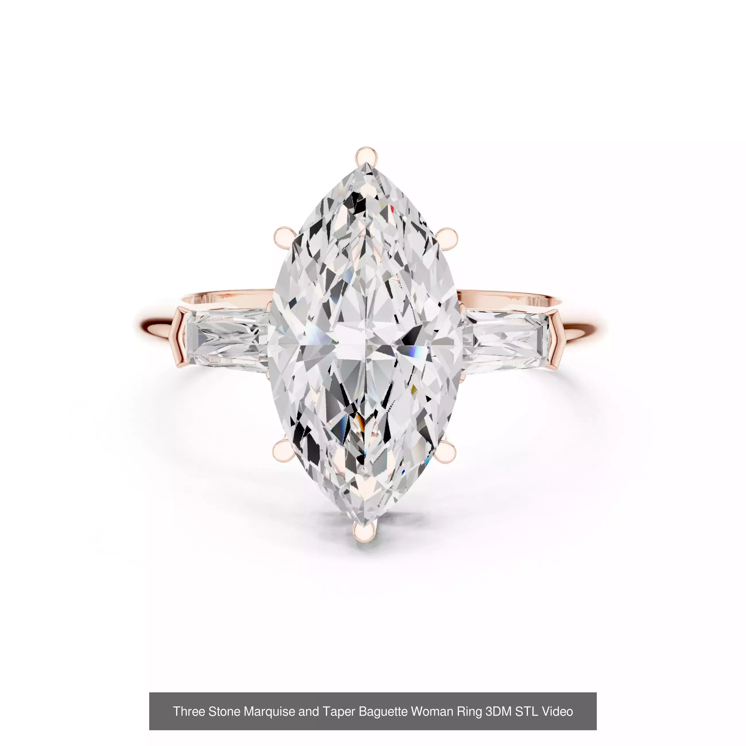 167 Marquise Diamond Rings 3DM STL OBJ FBX 3 Color Video 3D Model Collection_52