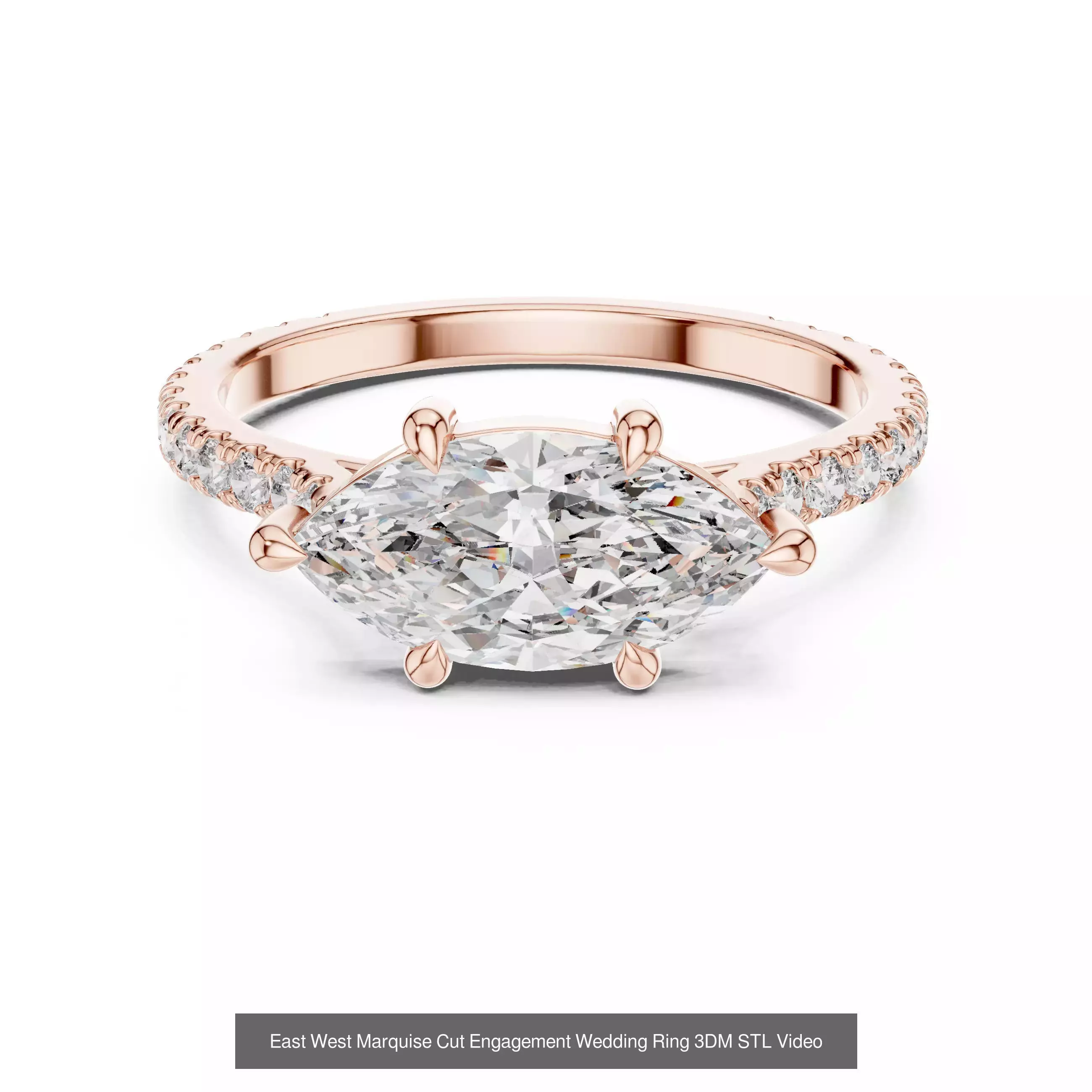 167 Marquise Diamond Rings 3DM STL OBJ FBX 3 Color Video 3D Model Collection_111