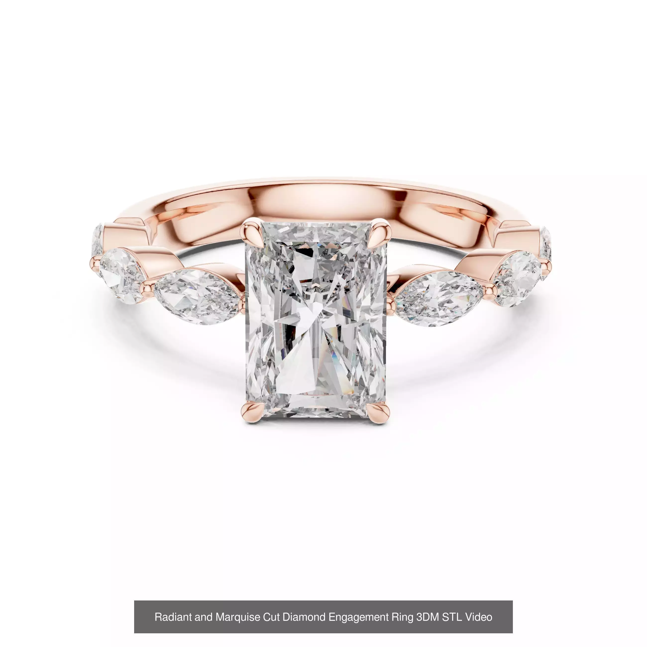 167 Marquise Diamond Rings 3DM STL OBJ FBX 3 Color Video 3D Model Collection_98