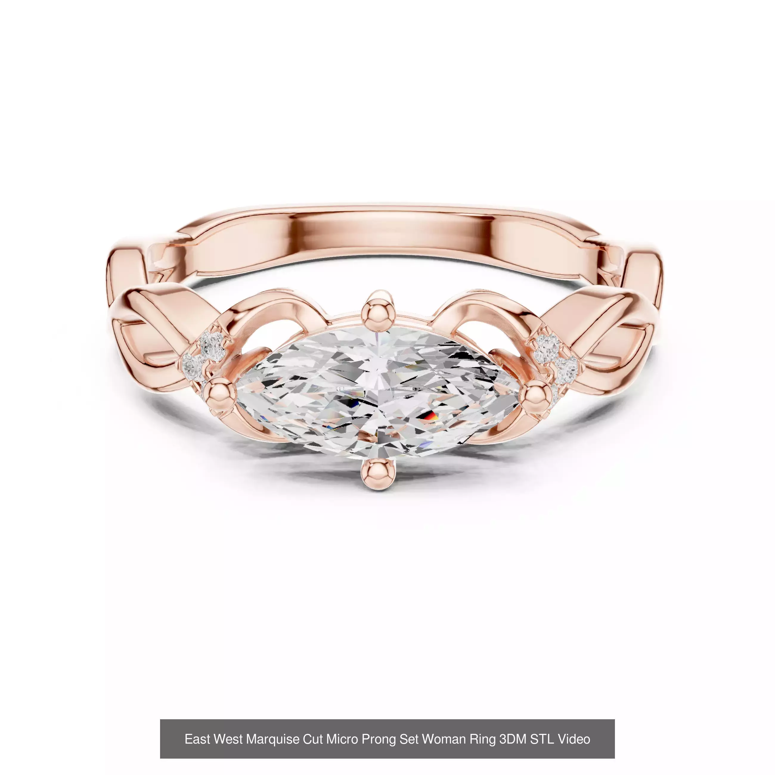 167 Marquise Diamond Rings 3DM STL OBJ FBX 3 Color Video 3D Model Collection_119