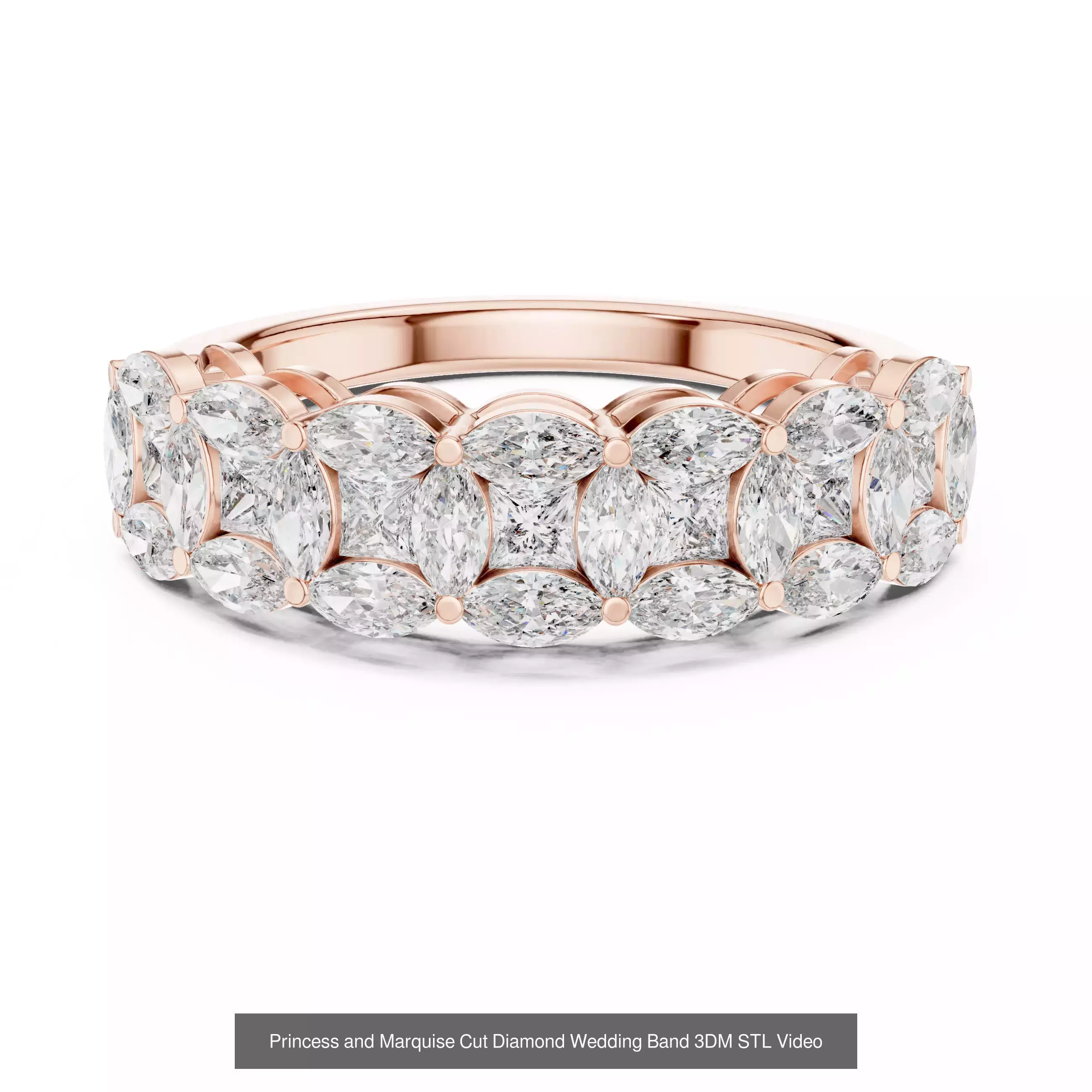 167 Marquise Diamond Rings 3DM STL OBJ FBX 3 Color Video 3D Model Collection_115