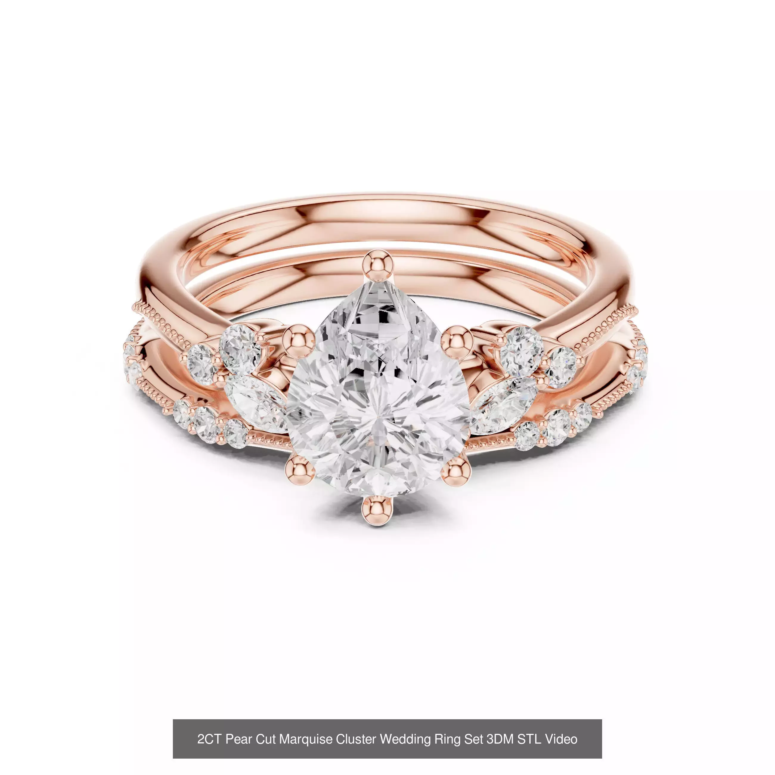 167 Marquise Diamond Rings 3DM STL OBJ FBX 3 Color Video 3D Model Collection_156